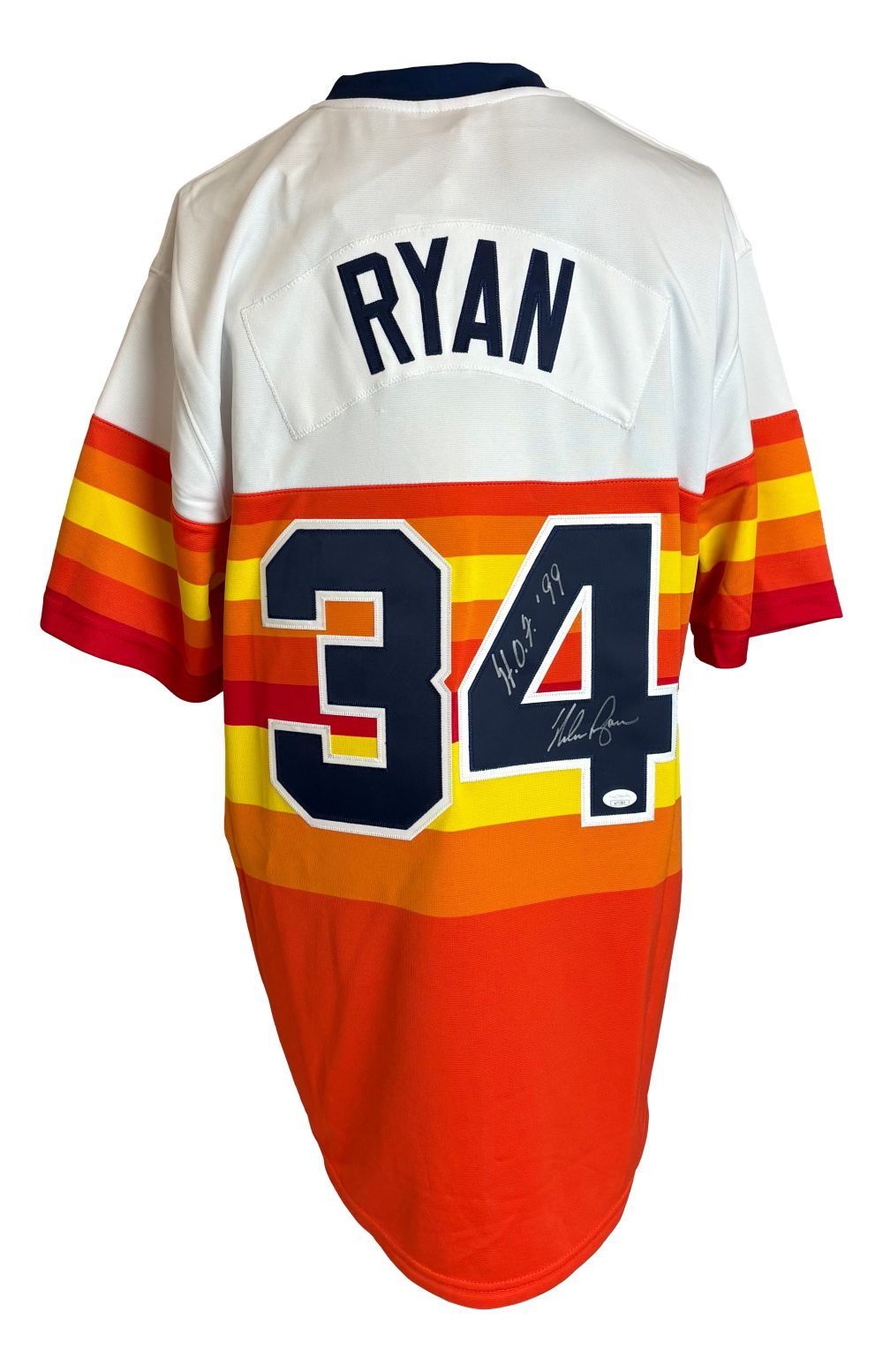 Nolan Ryan Signed Houston Astros M&N Authentic CC Jersey HOF 99 Inscribed JSA