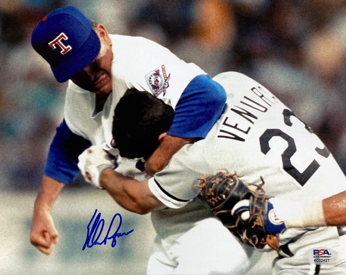 Nolan Ryan Signed 8x10 Texas Rangers Ventura Fight Photo PSA/DNA