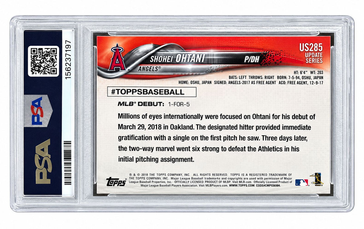 2018 Topps Update #US285 Shohei Ohtani Angels Rookie Card PSA Mint 9