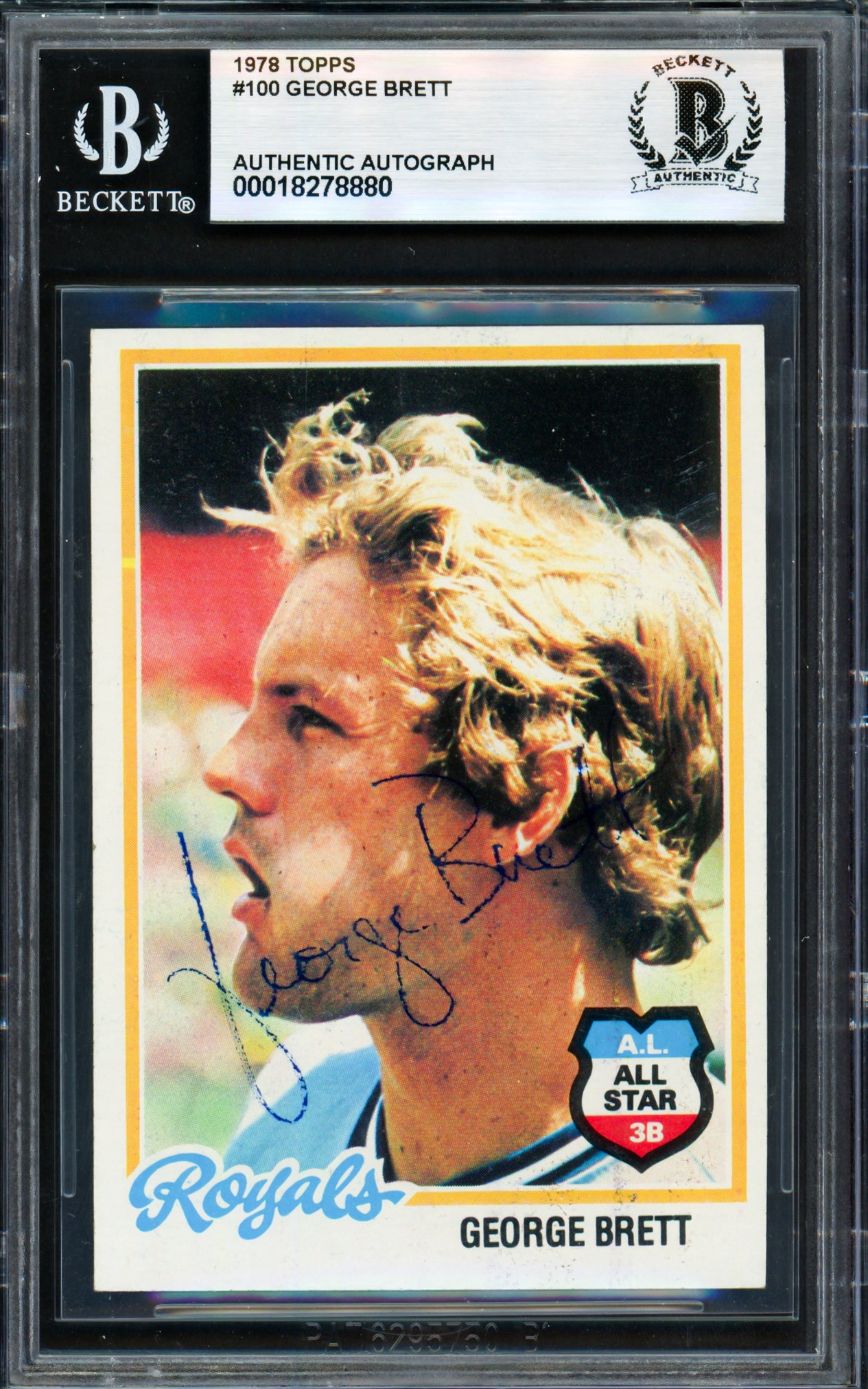George Brett Autographed 1978 Topps Card #100 Kansas City Royals Beckett BAS #18278880