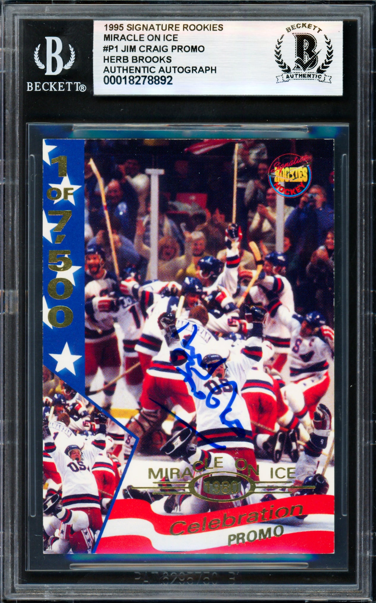 Herb Brooks Autographed 1995 Signature Rookies Card 1980 Team USA Beckett BAS #18278892