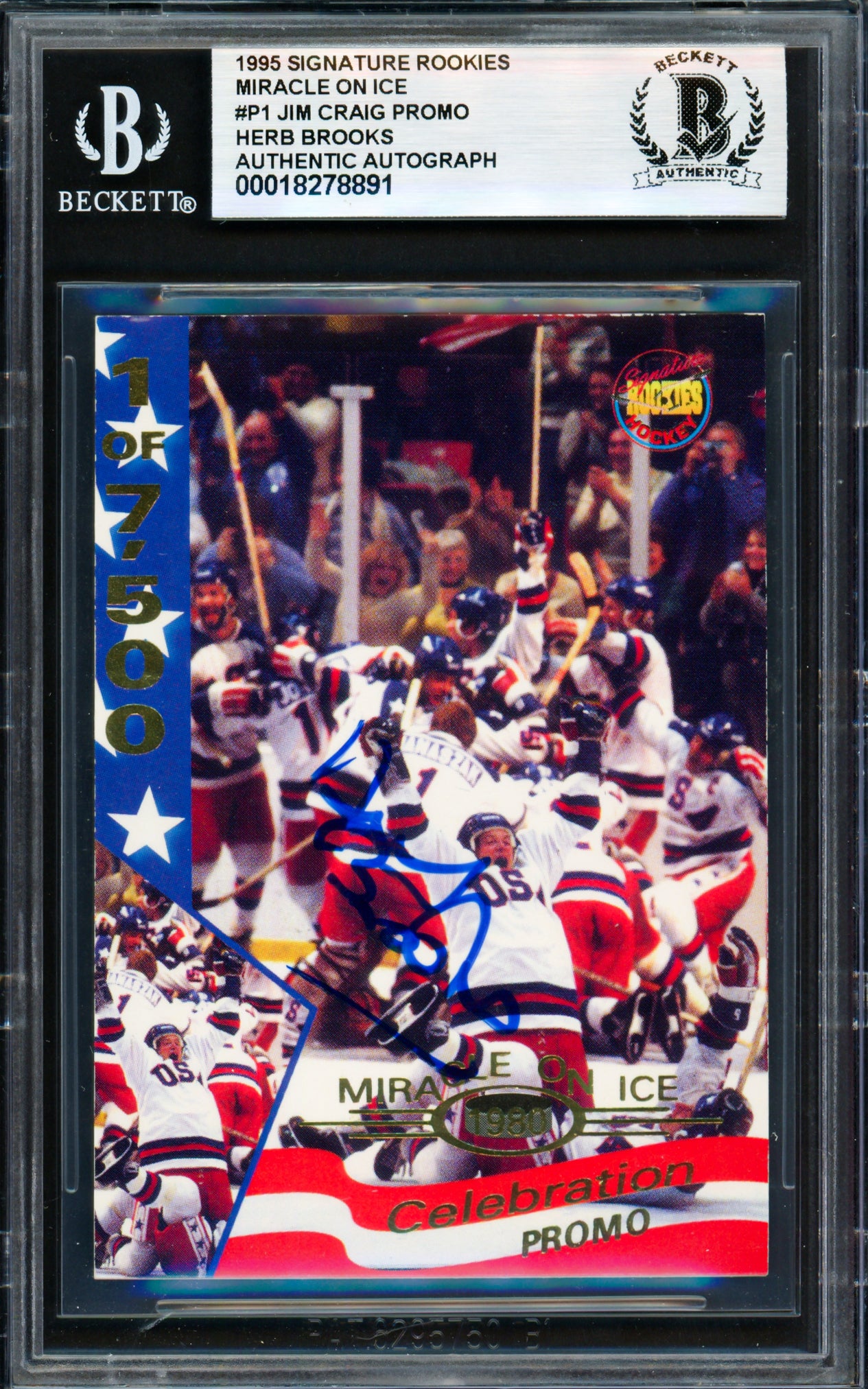Herb Brooks Autographed 1995 Signature Rookies Card 1980 Team USA Beckett BAS #18278891