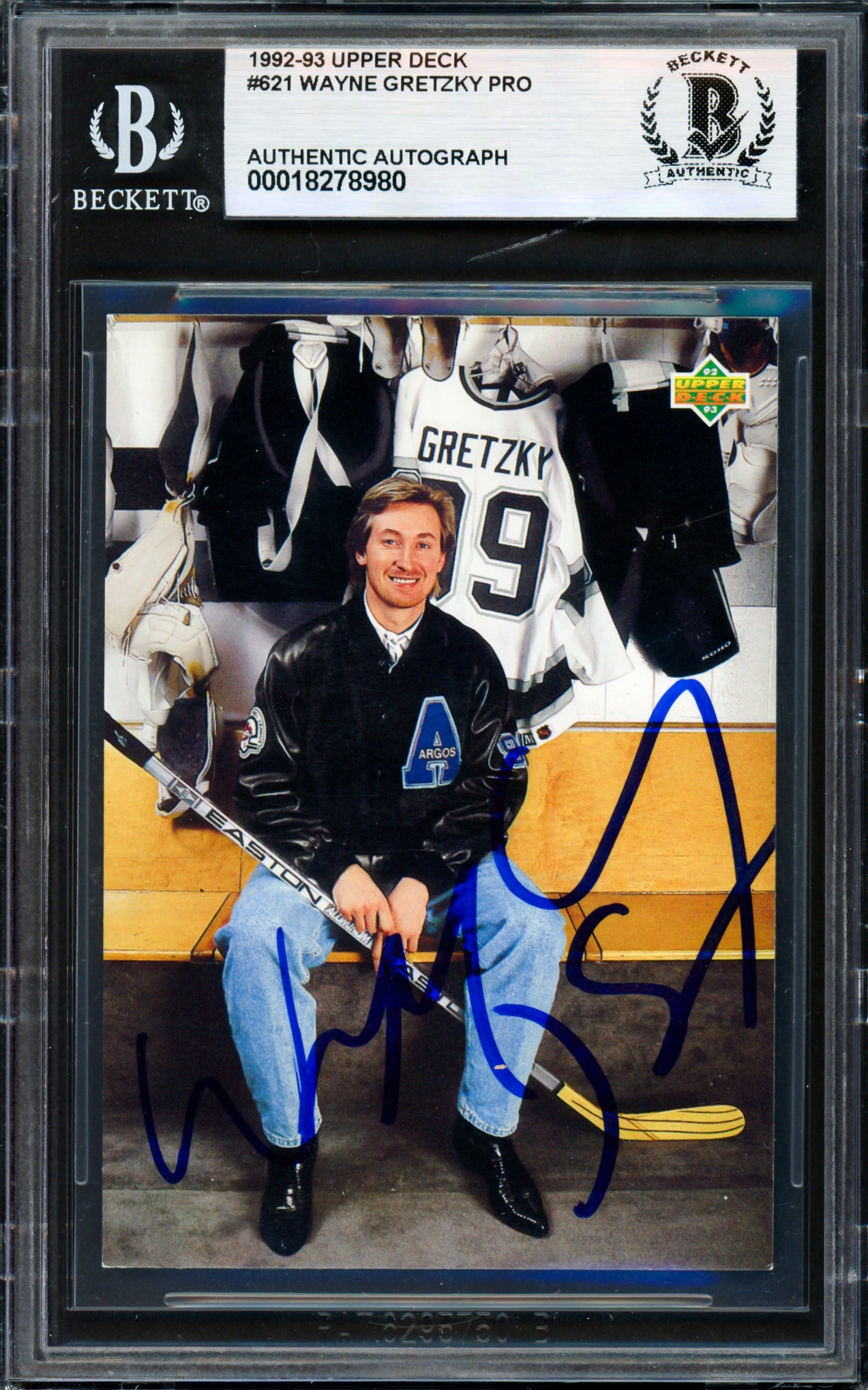 Wayne Gretzky Autographed 1992-93 Upper Deck Card #621 Los Angeles Kings Beckett BAS #18278980