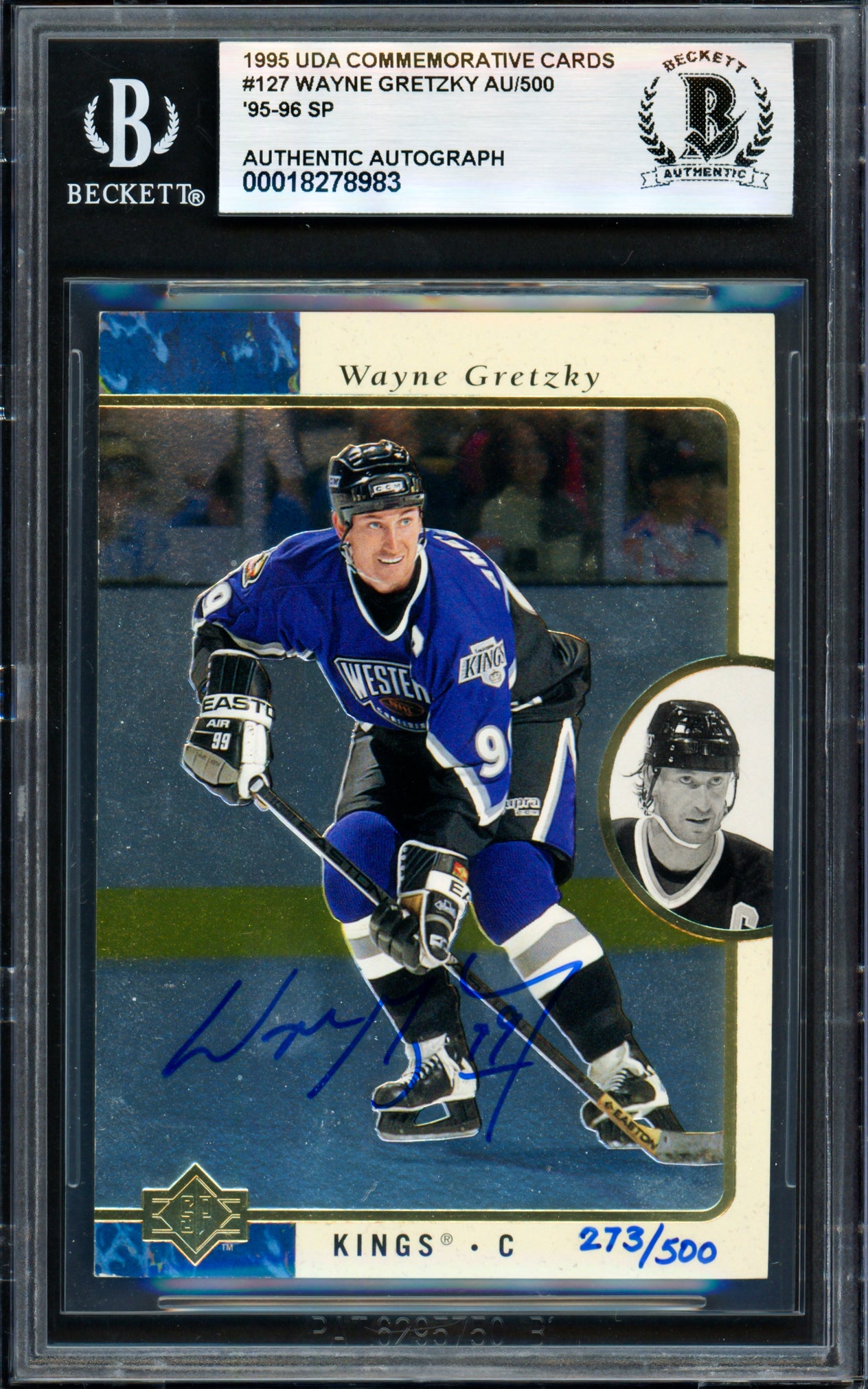 Wayne Gretzky Autographed 1995-96 Upper Deck SP Buyback Card #66 Los Angeles Kings UDA Holo & #273/500 Beckett BAS #18278983