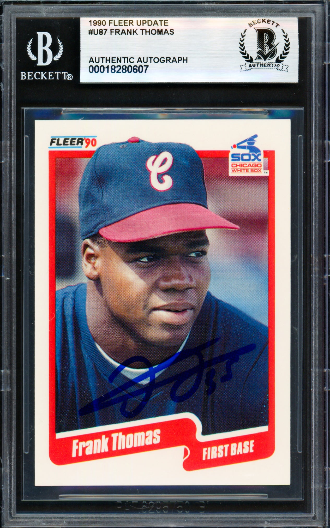 Frank Thomas Autographed 1990 Fleer Update Rookie Card #U-87 Chicago White Sox Beckett BAS #18280607
