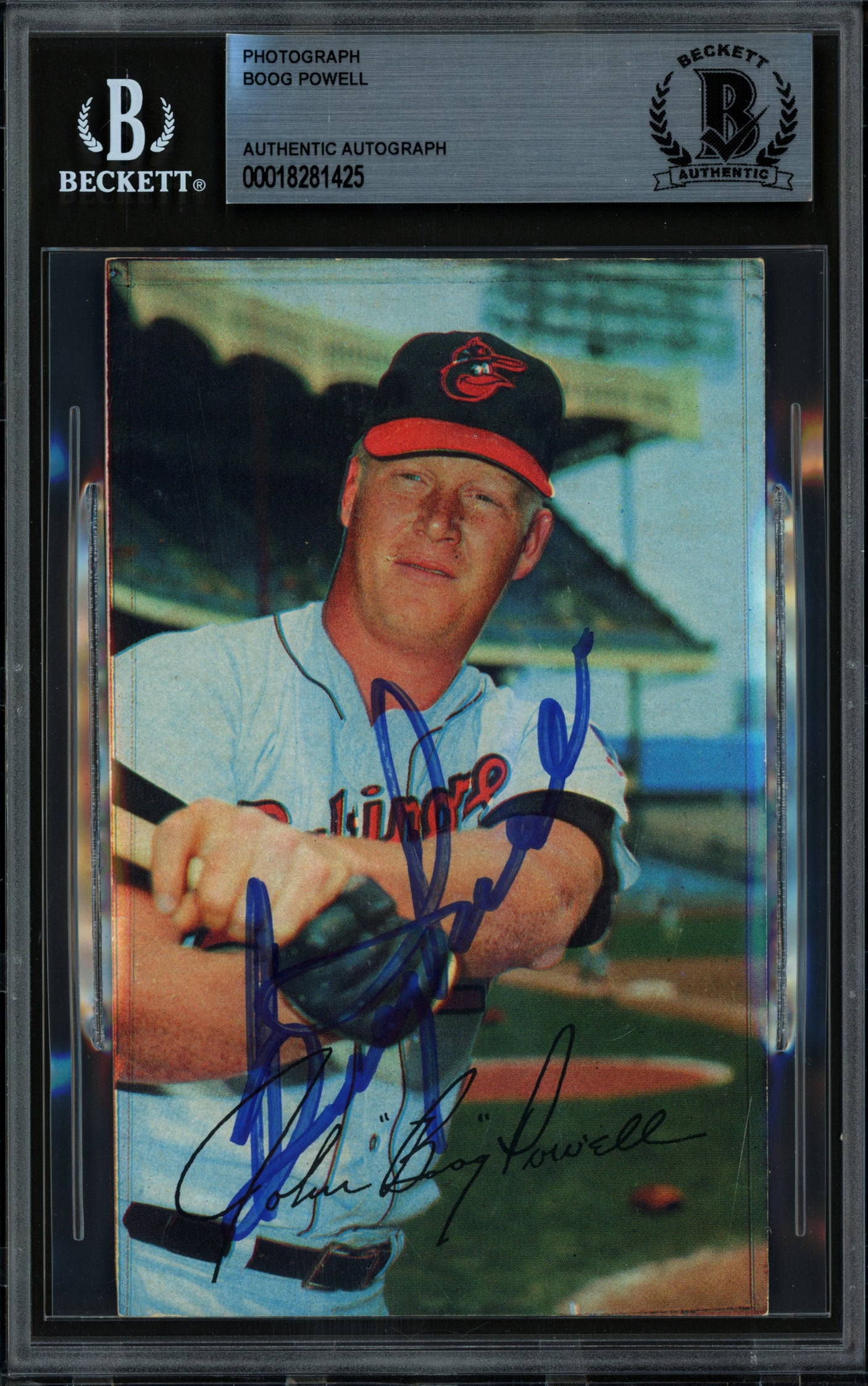 Boog Powell Autographed 1970 Topps Super Proof Card #38 Short Print Baltimore Orioles Beckett BAS #18281425