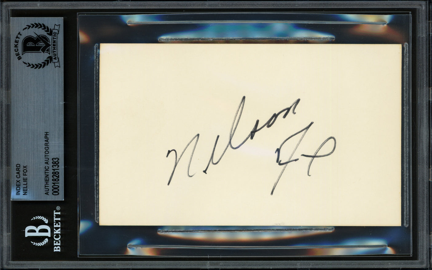 Nellie Fox Autographed 3x5 Index Card Chicago White Sox Beckett BAS #18281383