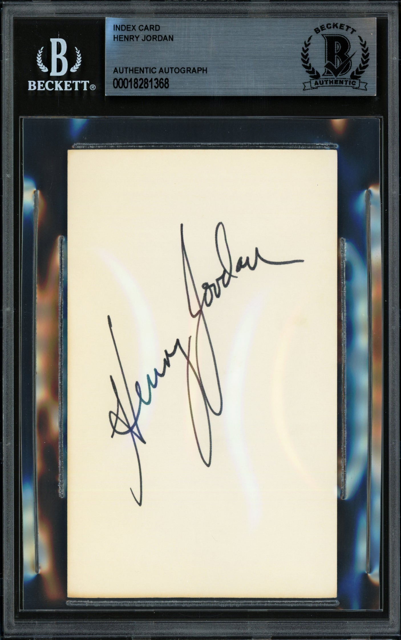 Henry Jordan Autographed 3x5 Index Card Green Bay Packers Beckett BAS #18281368