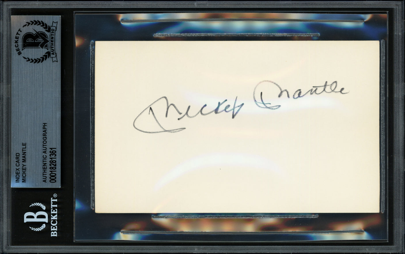 Mickey Mantle Autographed 3x5 Index Card New York Yankees Beckett BAS #18281361
