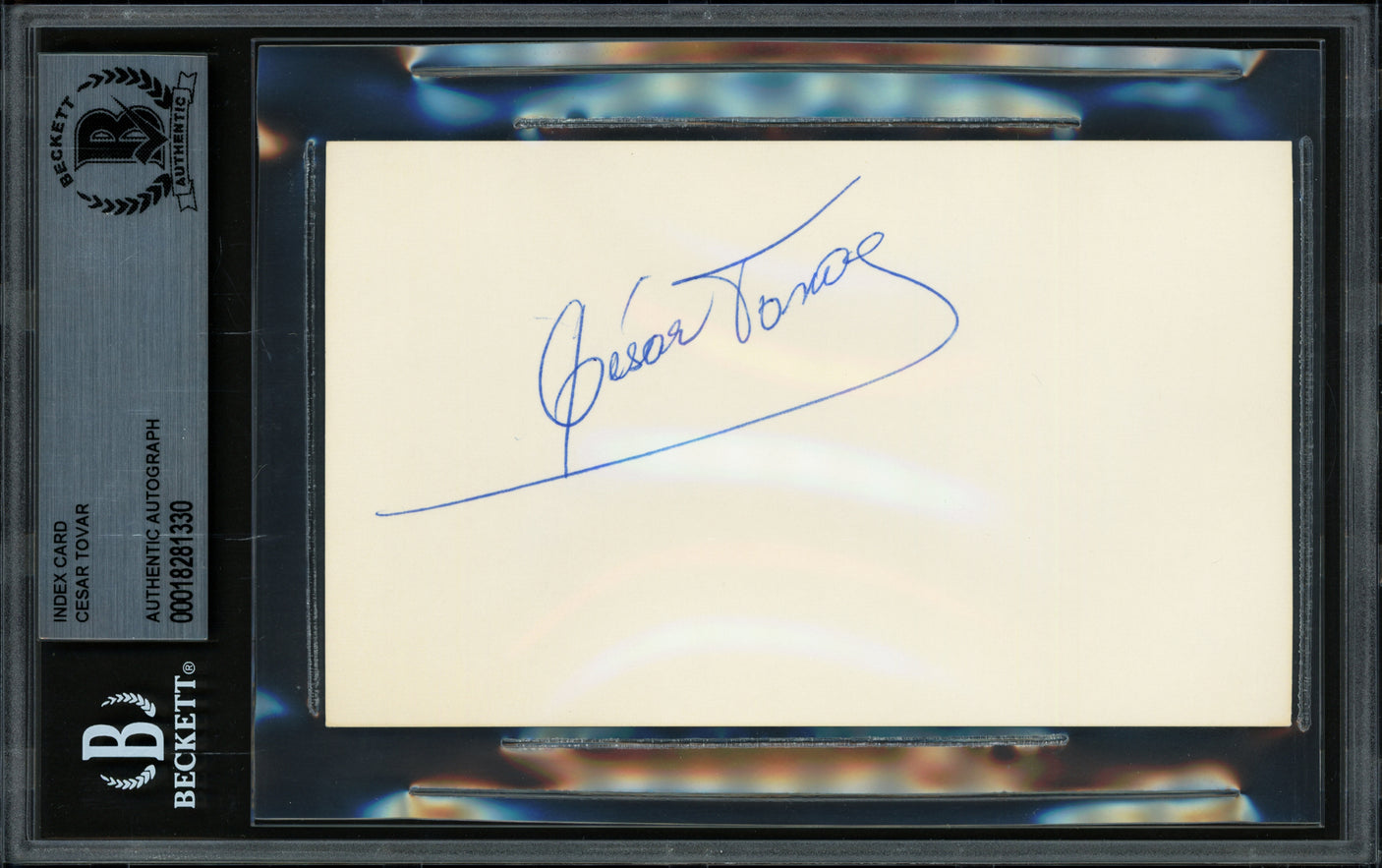 Cesar Tovar Autographed 3x5 Index Card Minnesota Twins Beckett BAS #18281330