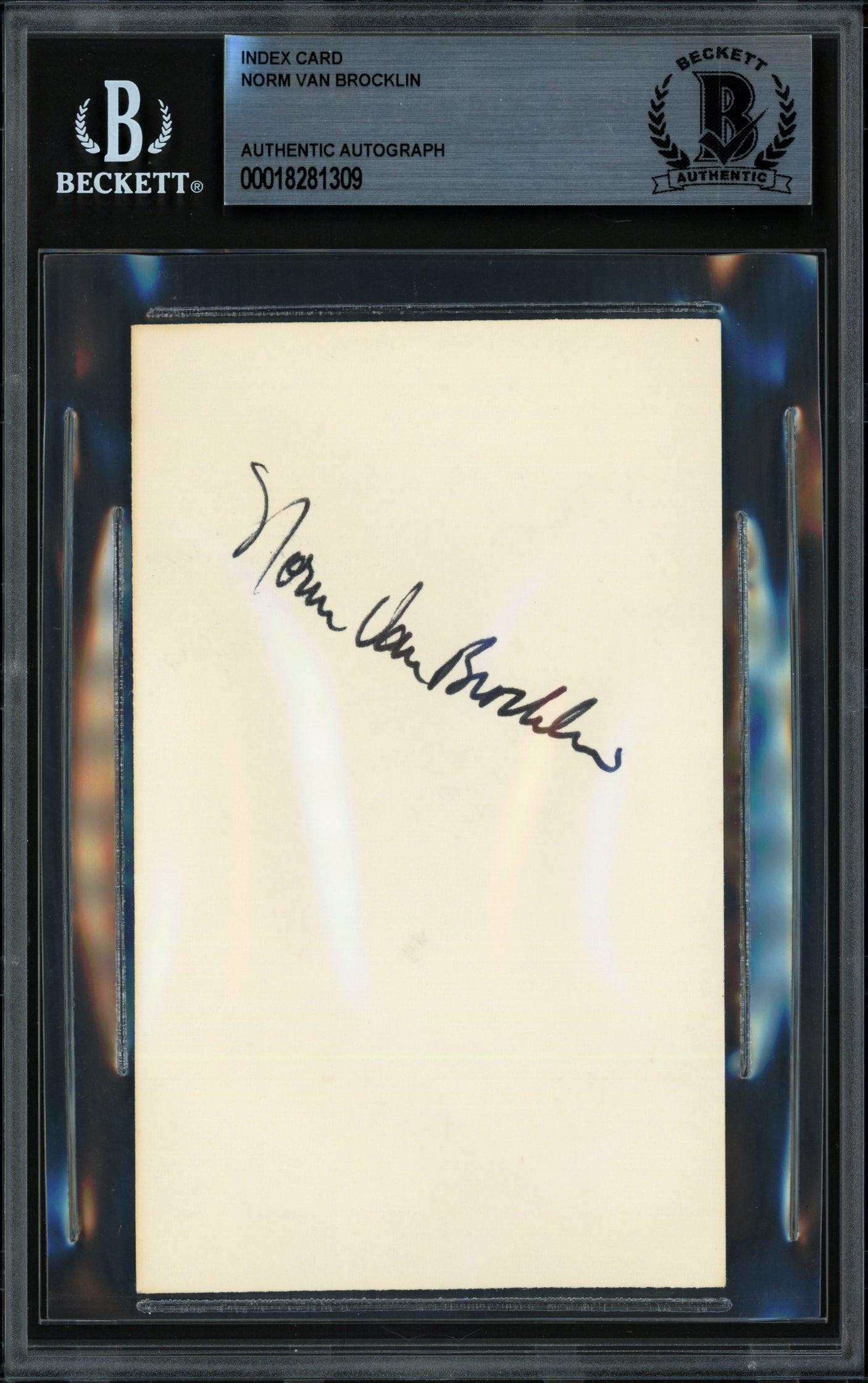 Norm Van Brocklin Autographed 3x5 Index Card Philadelphia Eagles Beckett BAS #18281309