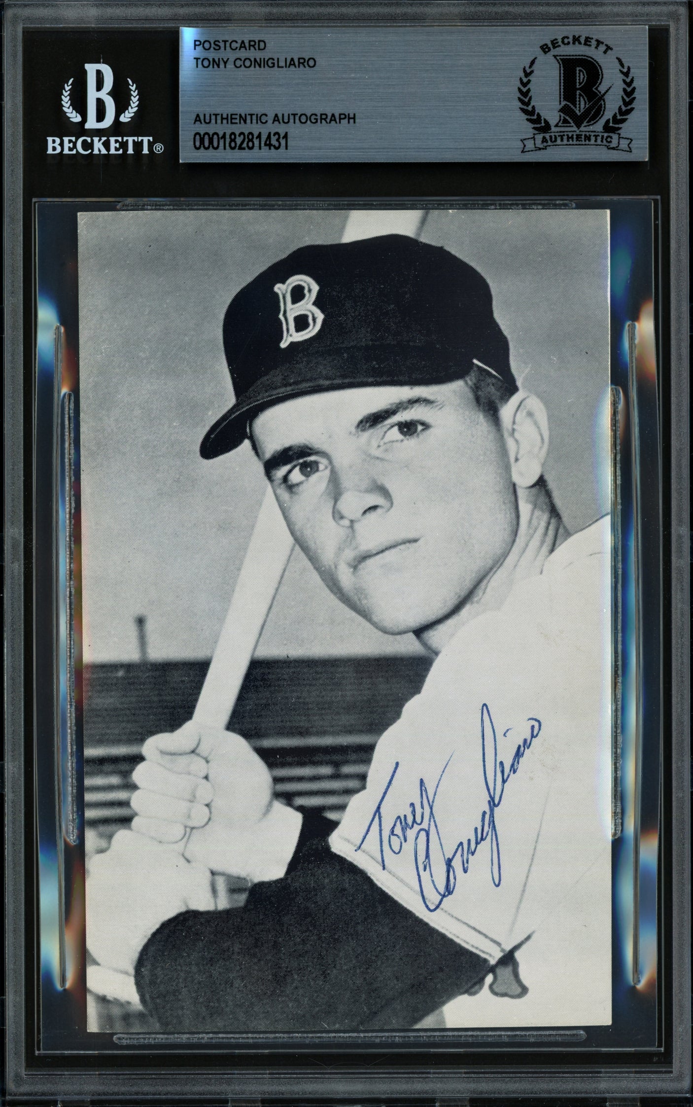 Tony Conigliaro Autographed 3.5x5.5 Postcard Boston Red Sox Beckett BAS #18281431