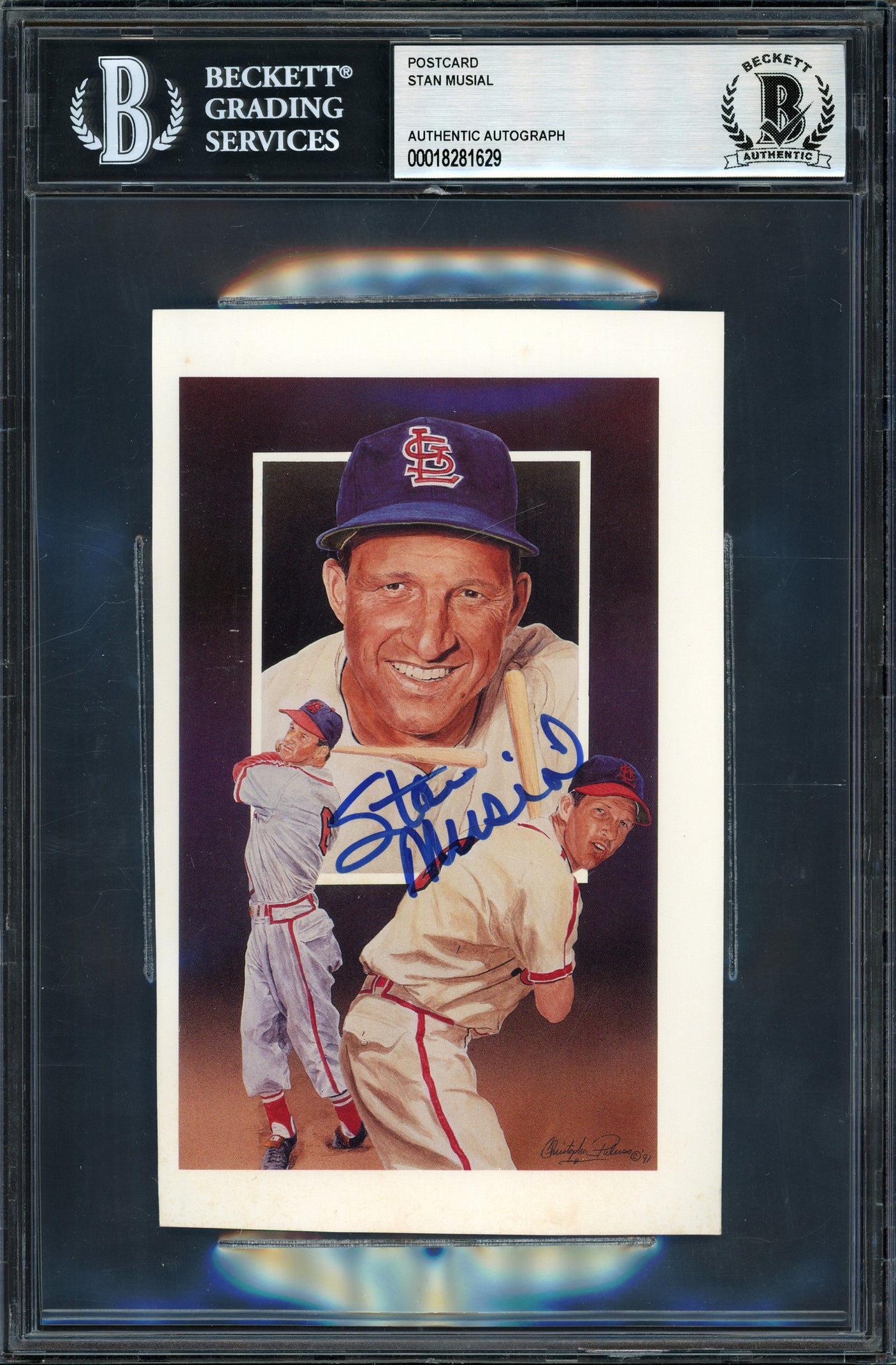 Stan Musial Autographed 4x6 Legends Postcard St. Louis Cardinals Beckett BAS #18281629