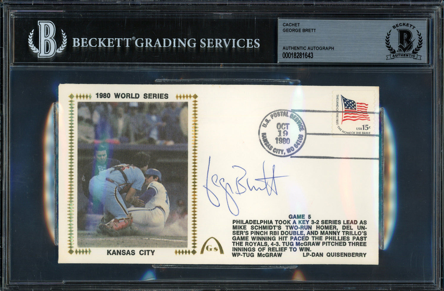 George Brett Autographed 1980 First Day Cover Kansas City Royals Beckett BAS #18281643