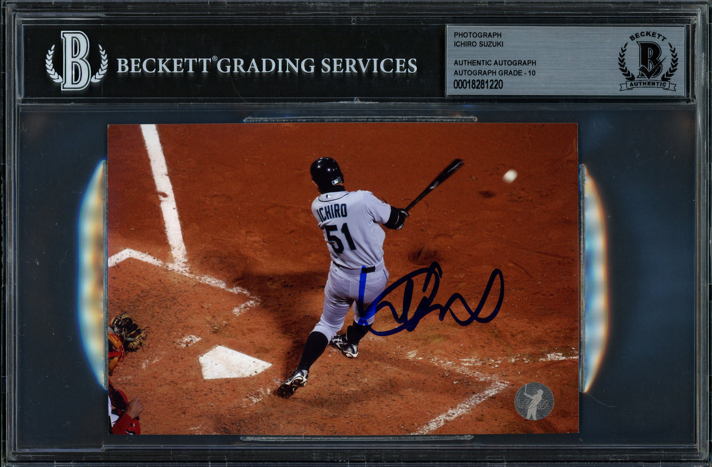 Ichiro Suzuki Autographed 4x6 Photo Seattle Mariners Auto Grade Gem Mint 10 Beckett BAS #18281220