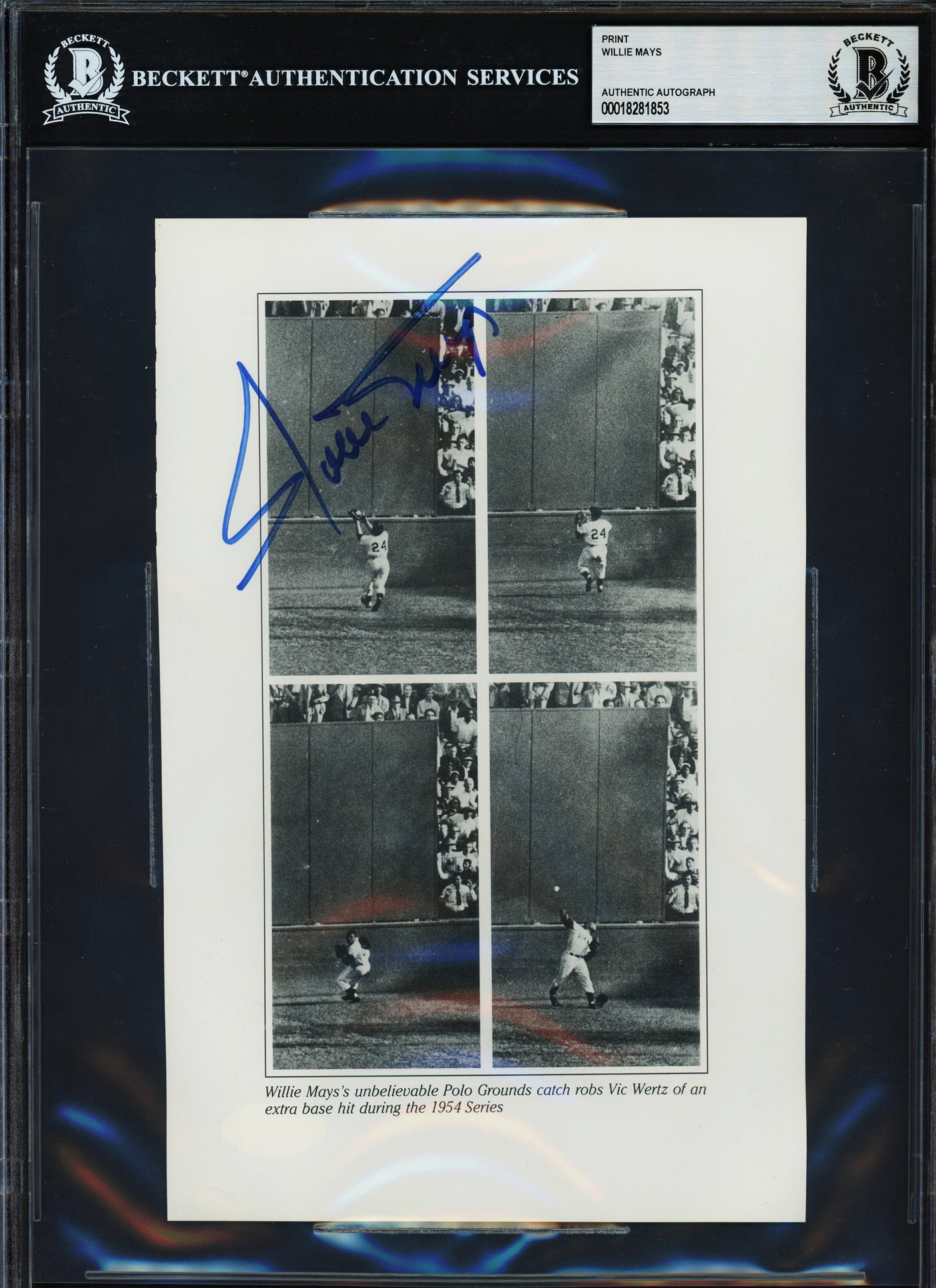 Willie Mays Autographed 6x9 The Catch Magazine Page Photo San Francisco Giants Beckett BAS #18281853