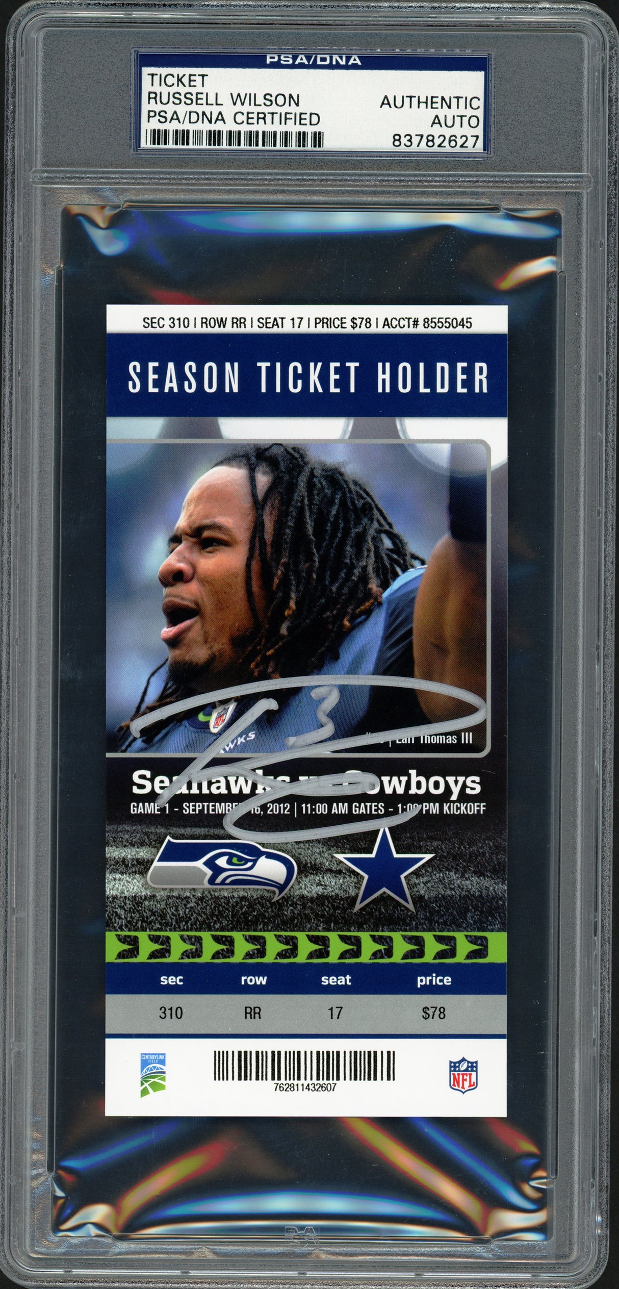 Russell Wilson Autographed Sept. 16th, 2012 1st NFL Win Ticket Seattle Seahawks PSA/DNA #83782627