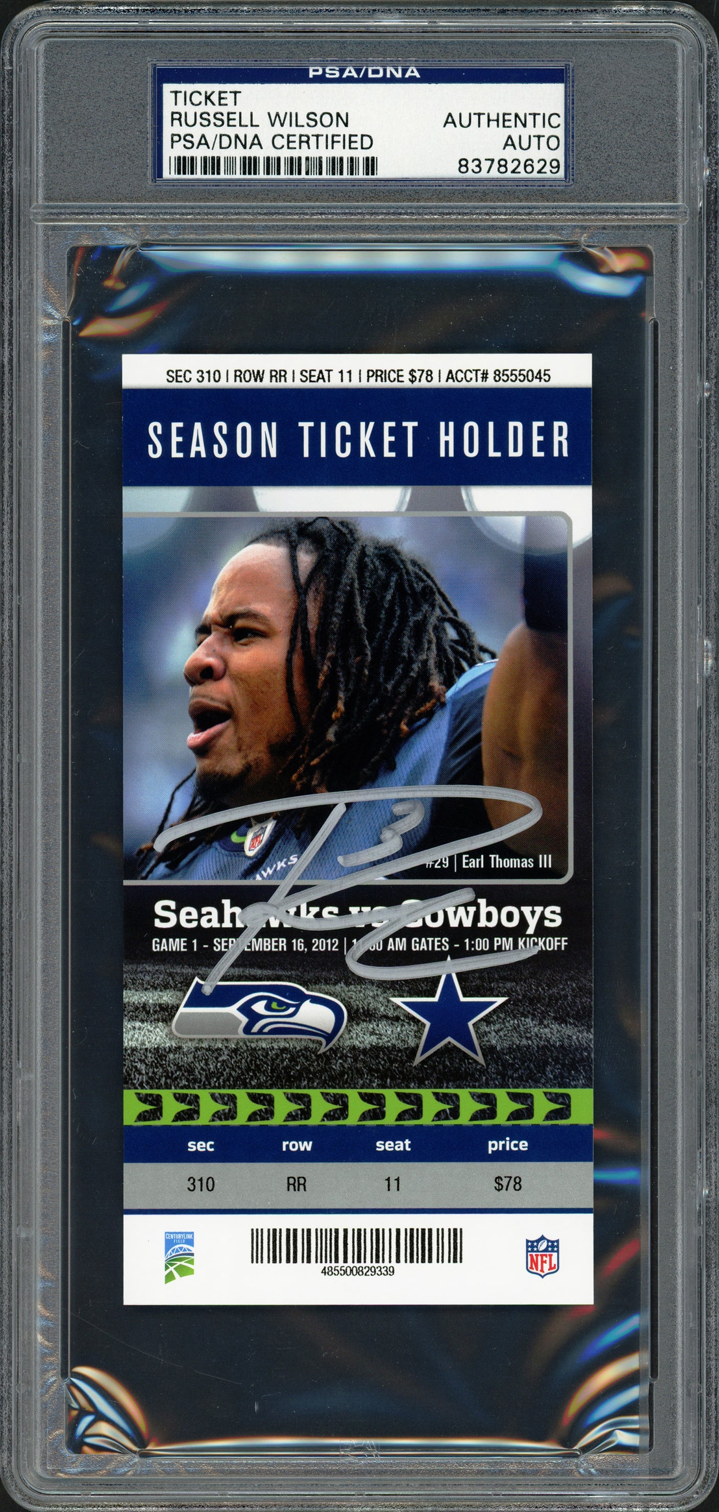 Russell Wilson Autographed Sept. 16th, 2012 1st NFL Win Ticket Seattle Seahawks PSA/DNA #83782629