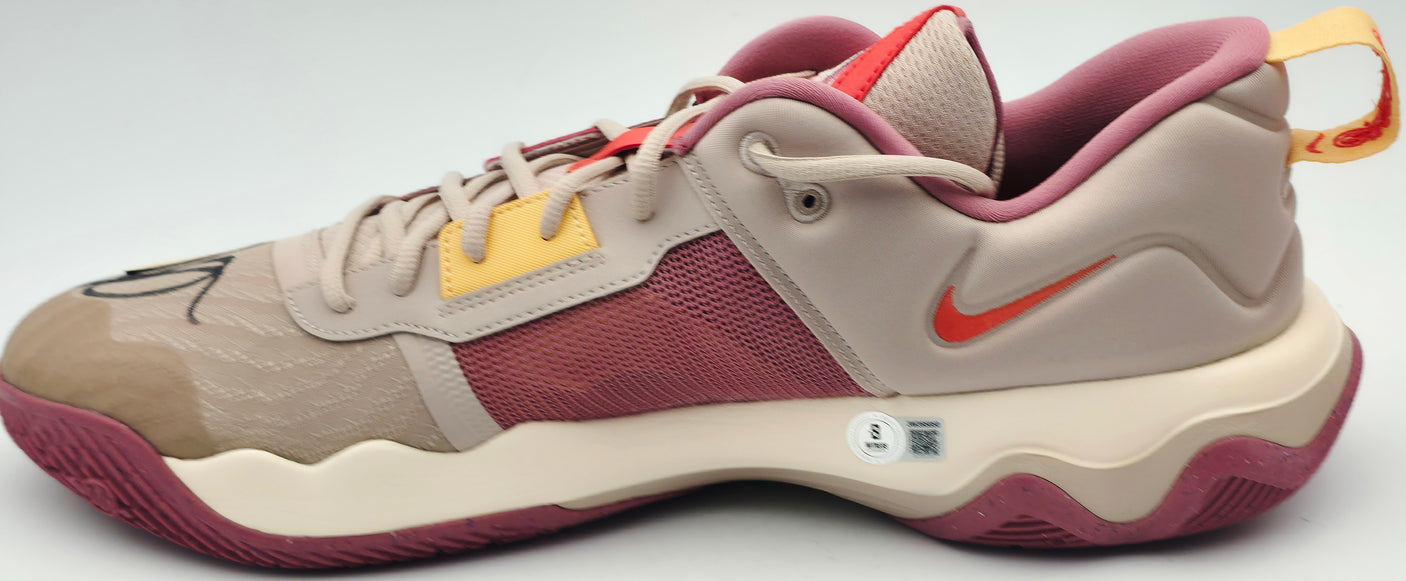 Giannis Antetokounmpo Autographed Fossil Stone, Alabaster & Desert Nike IMORTALITY 3 Shoes Milwaukee Bucks Size 17 (No Box) Beckett BAS Witness #3W395049 & #3W395050