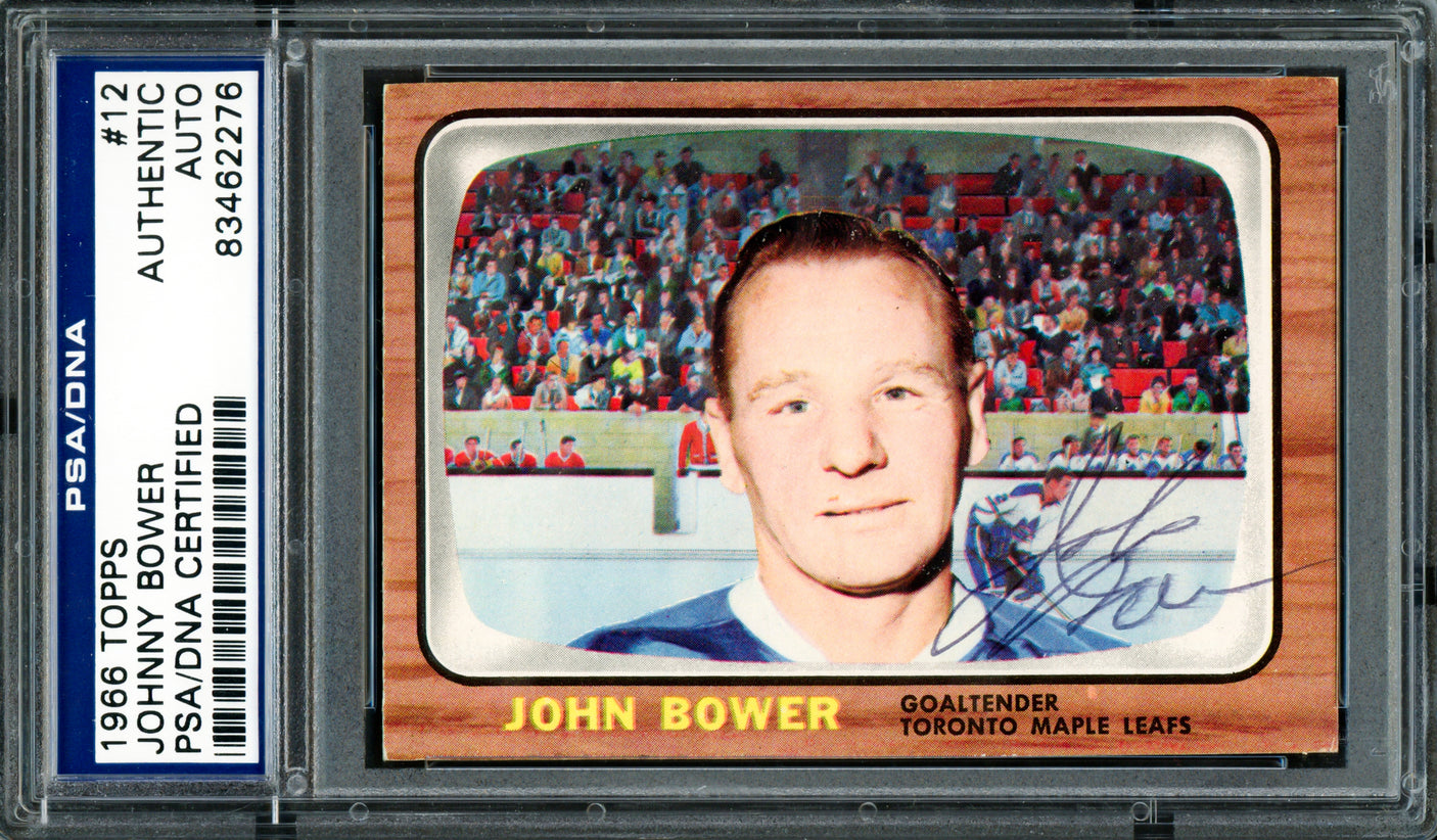 Johnny Bower Autographed 1966 Topps Card #12 Toronto Maple Leafs PSA/DNA #83462276