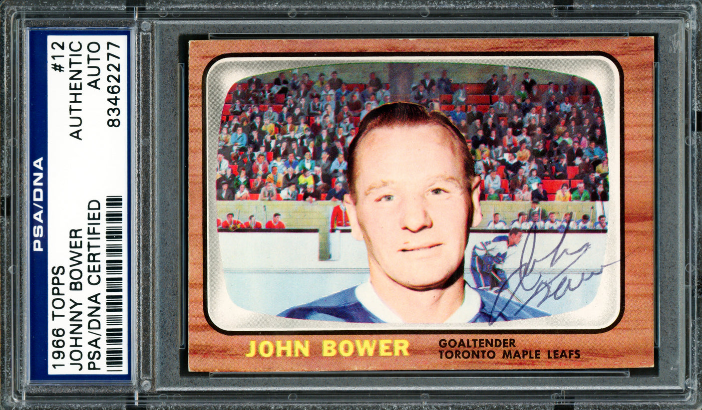 Johnny Bower Autographed 1966 Topps Card #12 Toronto Maple Leafs PSA/DNA #83462277