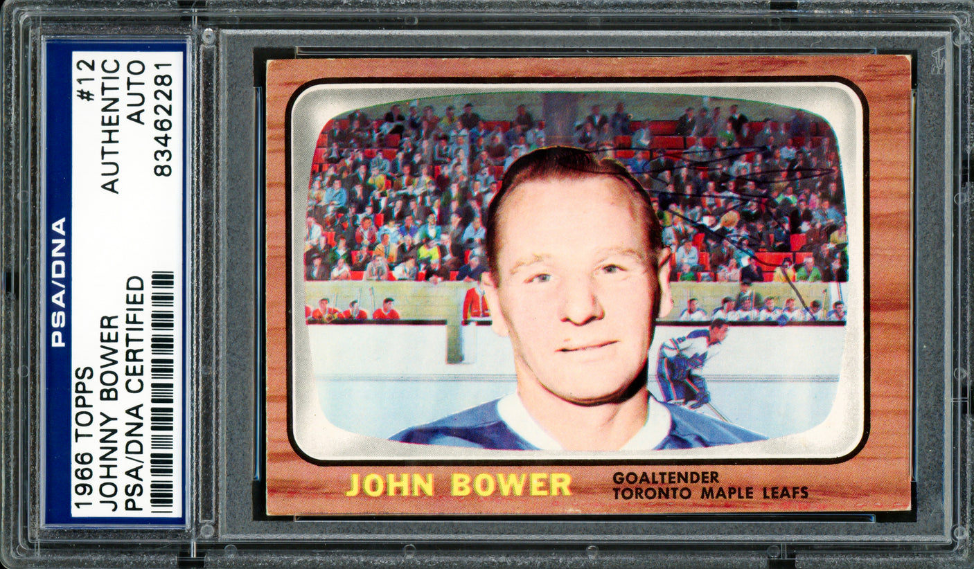 Johnny Bower Autographed 1966 Topps Card #12 Toronto Maple Leafs PSA/DNA #83462281