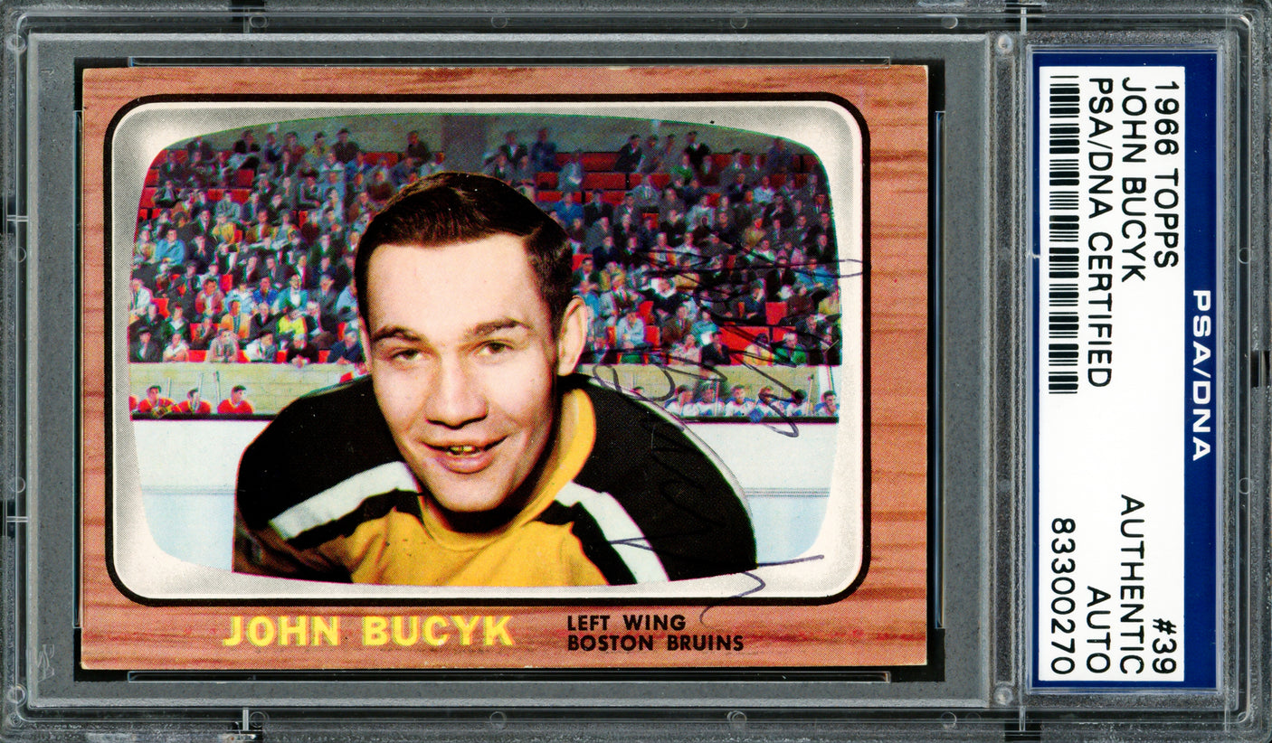 Johnny Bucyk Autographed 1966-67 Topps Card #39 Boston Bruins PSA/DNA #83300270
