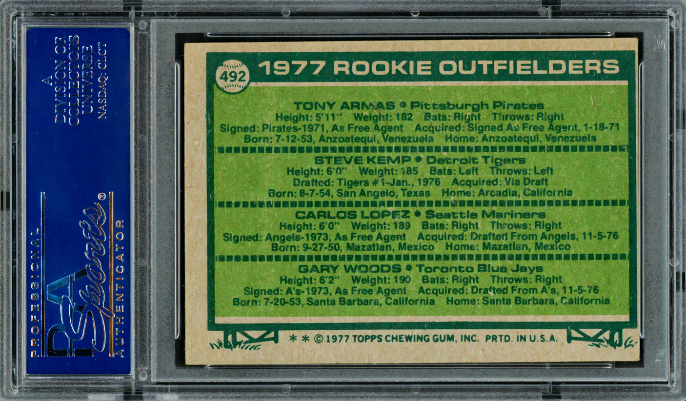 Rookie Outfielders Autographed 1977 Topps Rookie Card #492 (Signed By All 4) PSA/DNA #83319397