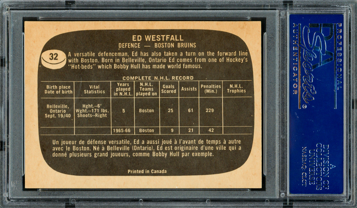 Ed Westfall Autographed 1966-67 Topps Card #32 Boston Bruins PSA/DNA #83462260