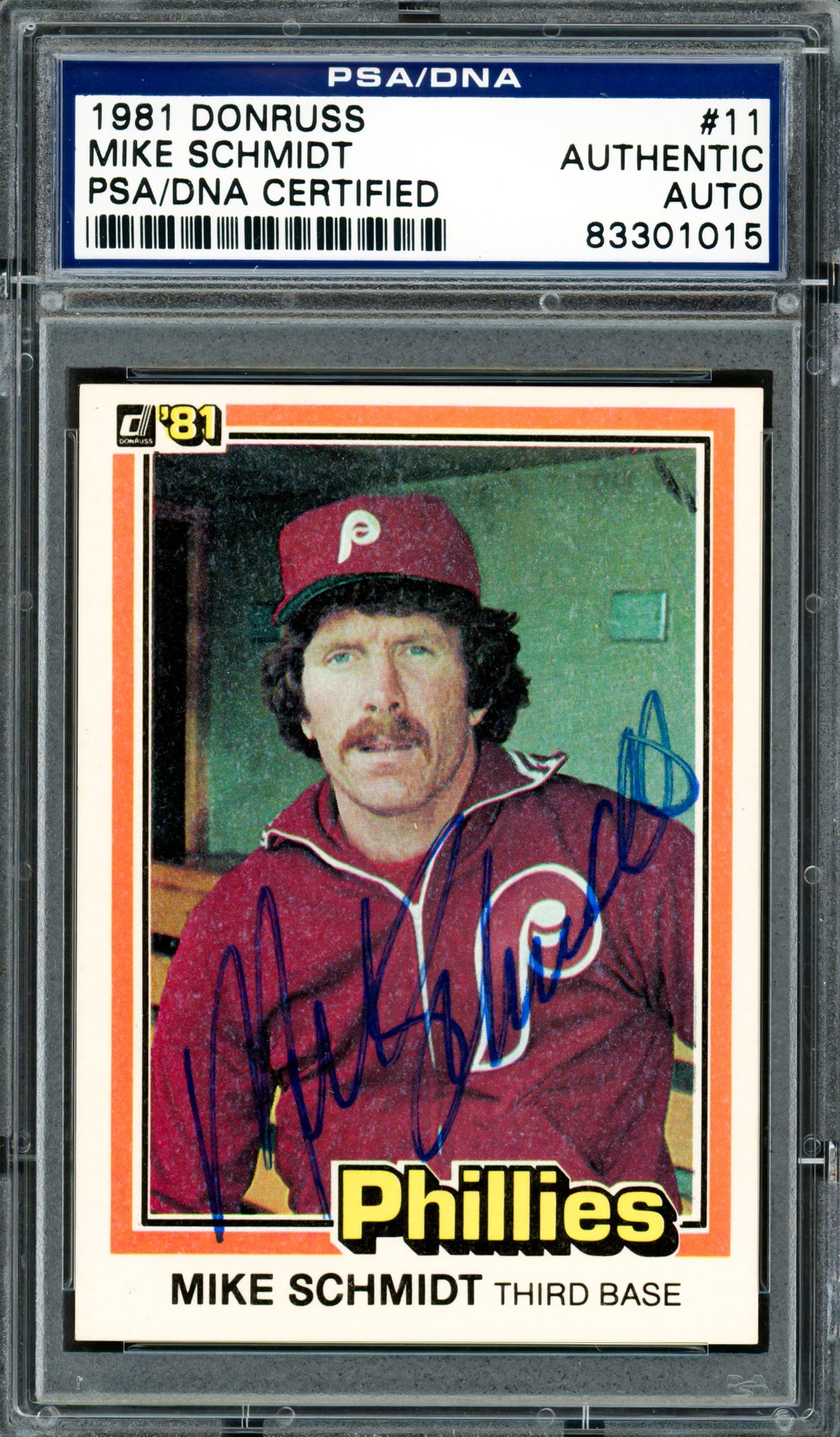 Mike Schmidt Autographed 1981 Donruss Card #11 Philadelphia Phillies PSA/DNA #83301015