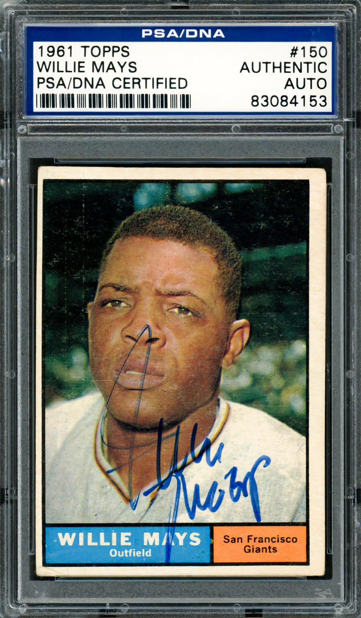 Willie Mays Autographed 1961 Topps Card #150 San Francisco Giants PSA/DNA #83084153