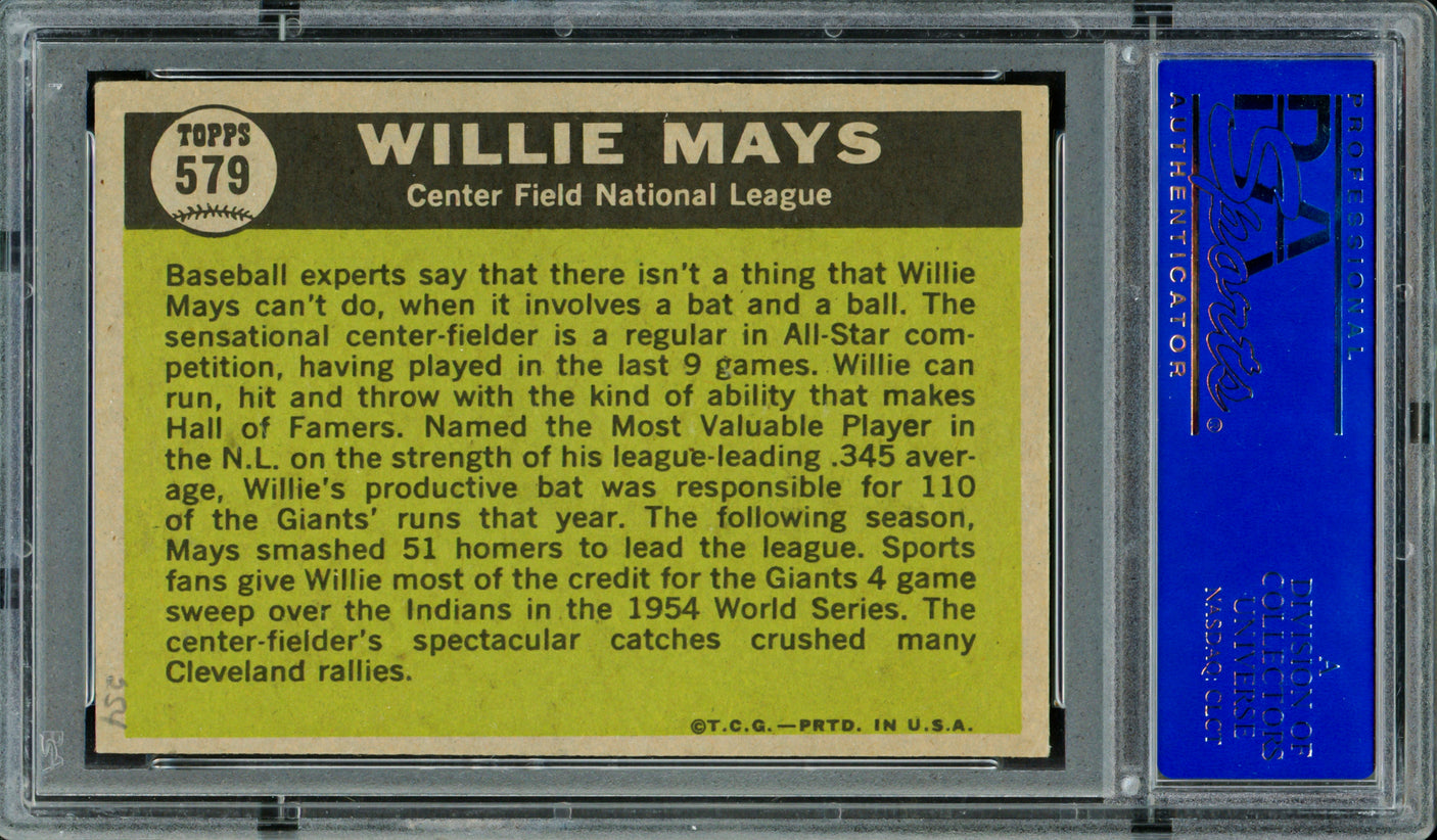 Willie Mays Autographed 1961 Topps Card #579 San Francisco Giants PSA/DNA #31183660