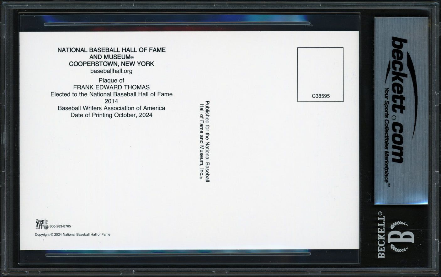 Frank Thomas Autographed Hall of Fame HOF Plaque Postcard Chicago White Sox Beckett BAS #18281584