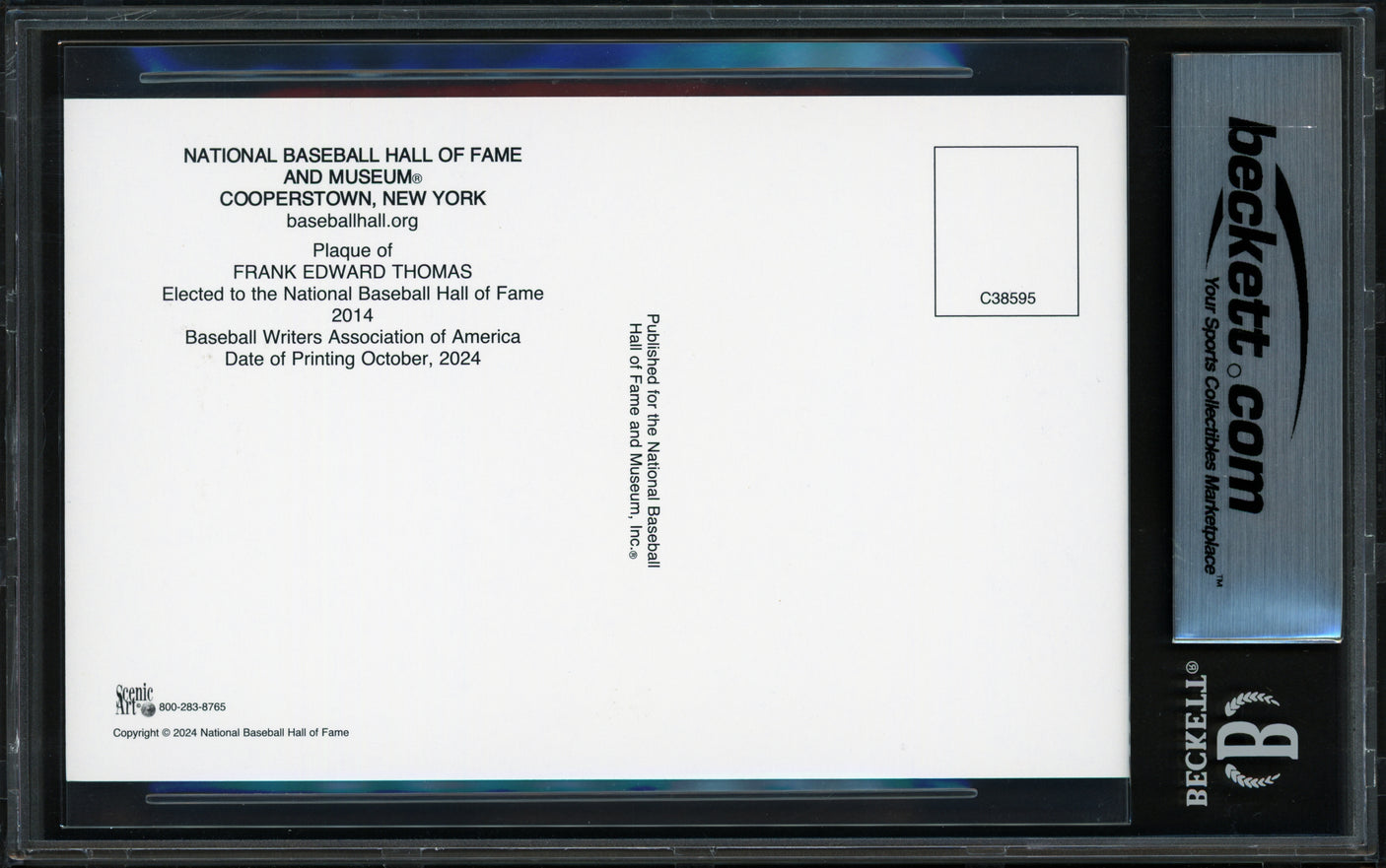 Frank Thomas Autographed Hall of Fame HOF Plaque Postcard Chicago White Sox Beckett BAS #18281583