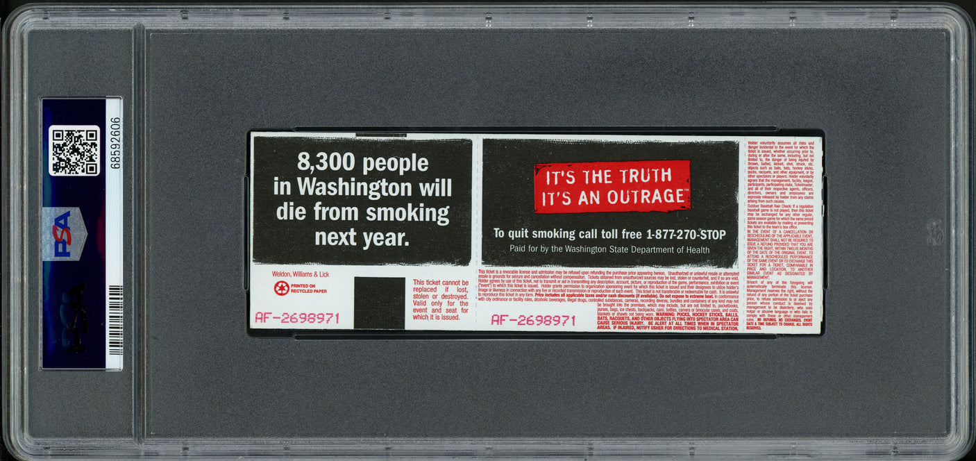Ichiro Suzuki Autographed April 2nd, 2001 MLB Debut Game Full Ticket Seattle Mariners PSA 2 Auto Grade Gem Mint 10 "4-2-2001 & 2-5 Run" PSA/DNA #68592606