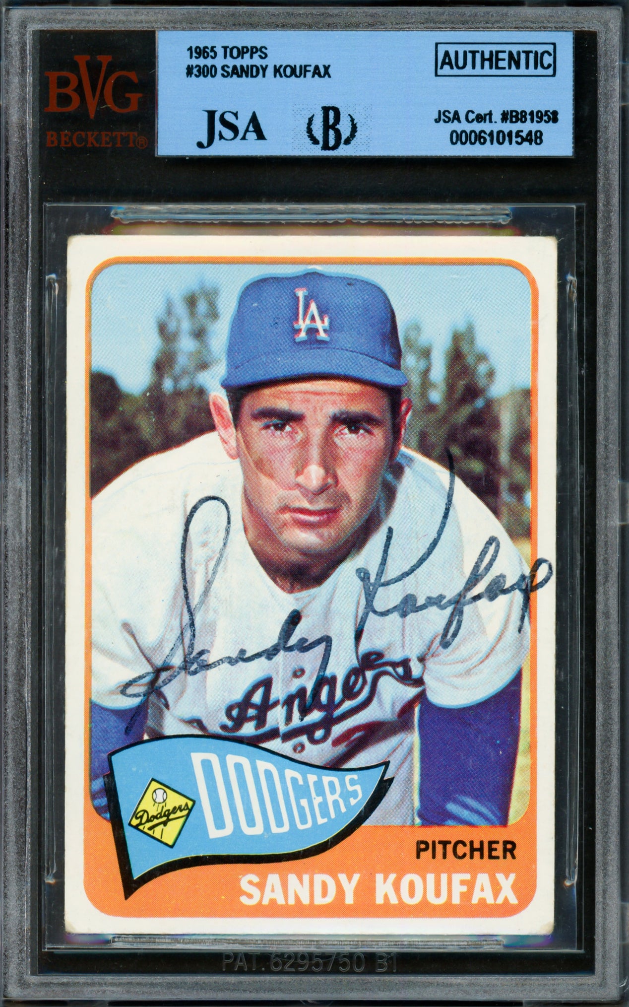 Sandy Koufax Autographed 1965 Topps Card #300 Los Angeles Dodgers JSA #6101548