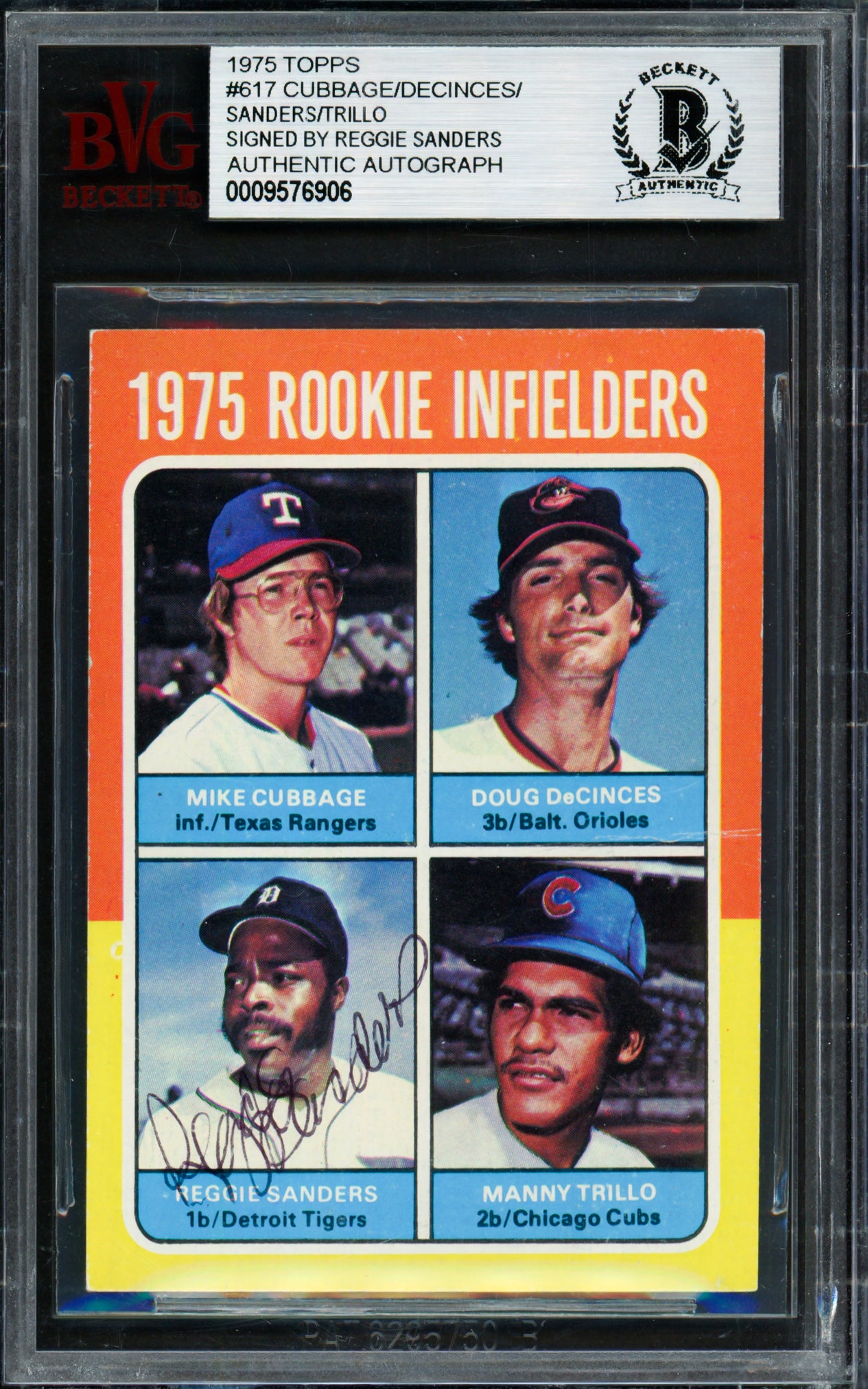 Reggie Sanders Autographed 1975 Topps Rookie Card #617 Detroit Tigers Beckett BAS #9576906