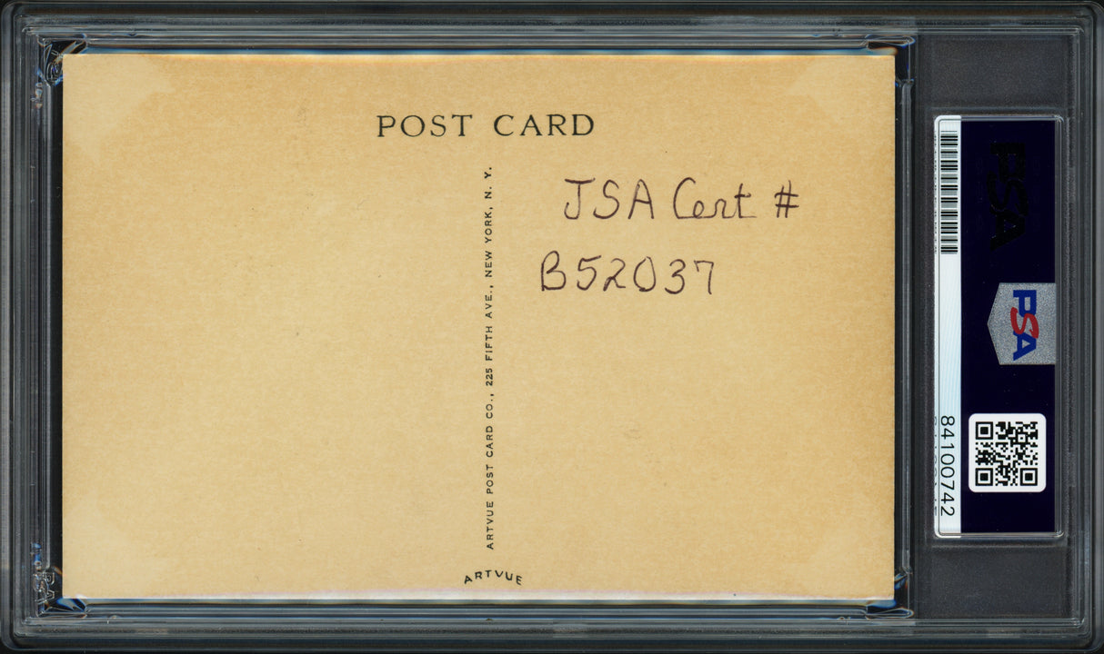 Ty Cobb Autographed Artvue Hall of Fame HOF Plaque Postcard Detroit Tigers Auto Grade Near Mint/Mint 8 PSA/DNA #84100742