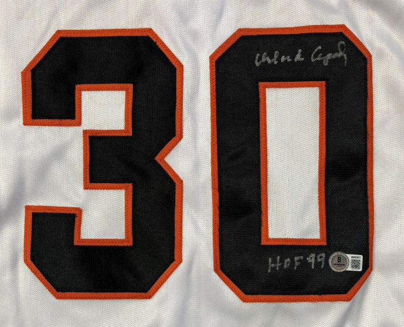Orlando Cepeda San Francisco Signed White Baseball Jersey HOF 99 BAS