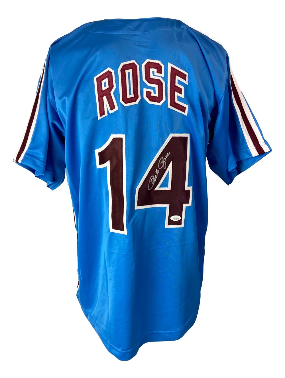 Pete Rose Philadelphia Signed Blue Baseball Jersey JSA