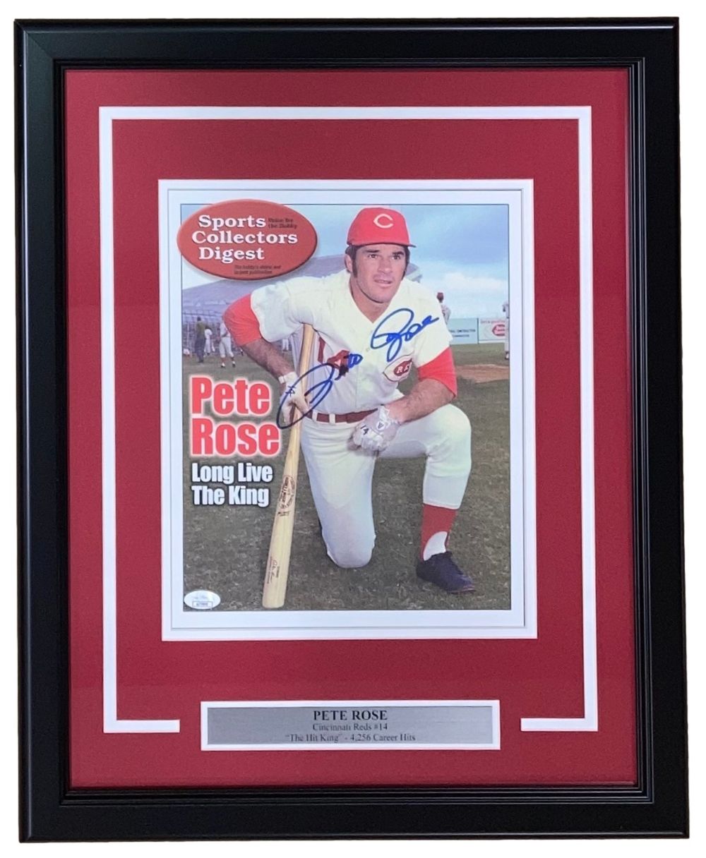 Pete Rose Signed Framed 11x14 Cincinnati Reds Sports Digest Cover Photo JSA