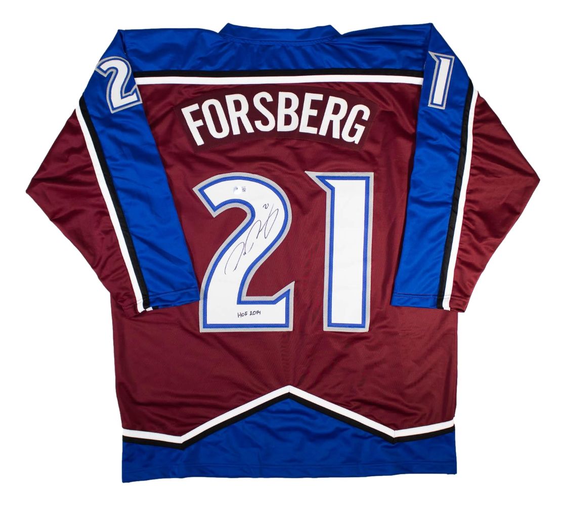 Peter Forsberg Colorado Signed Burgundy Hockey Jersey HOF 14 BAS