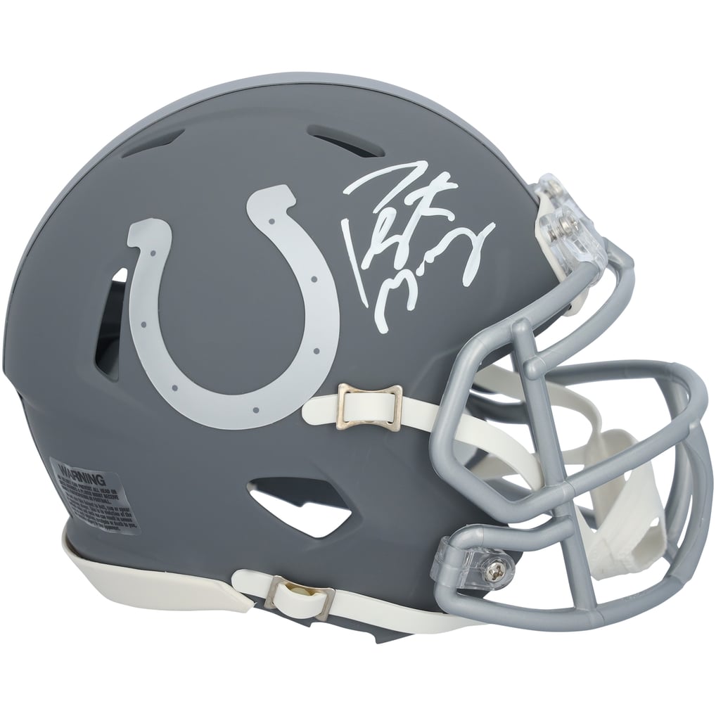 Peyton Manning Autographed Indianapolis Colts Slate Speed Mini Helmet Fanatics