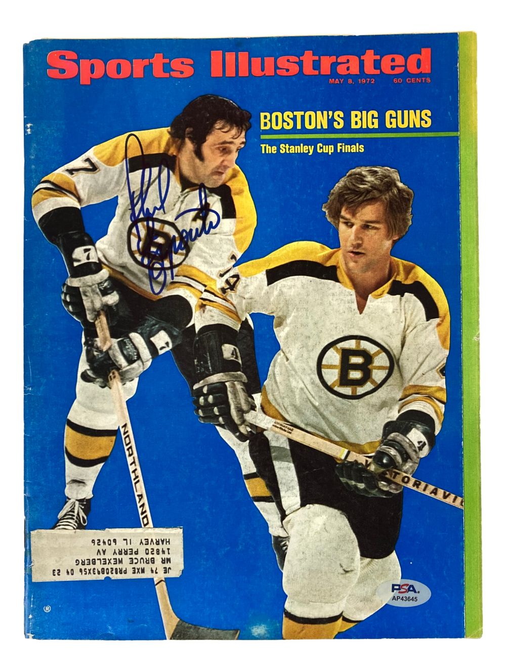 Phil Esposito Boston Bruins Signed 1972 Sports Illustrated Magazine PSA/DNA