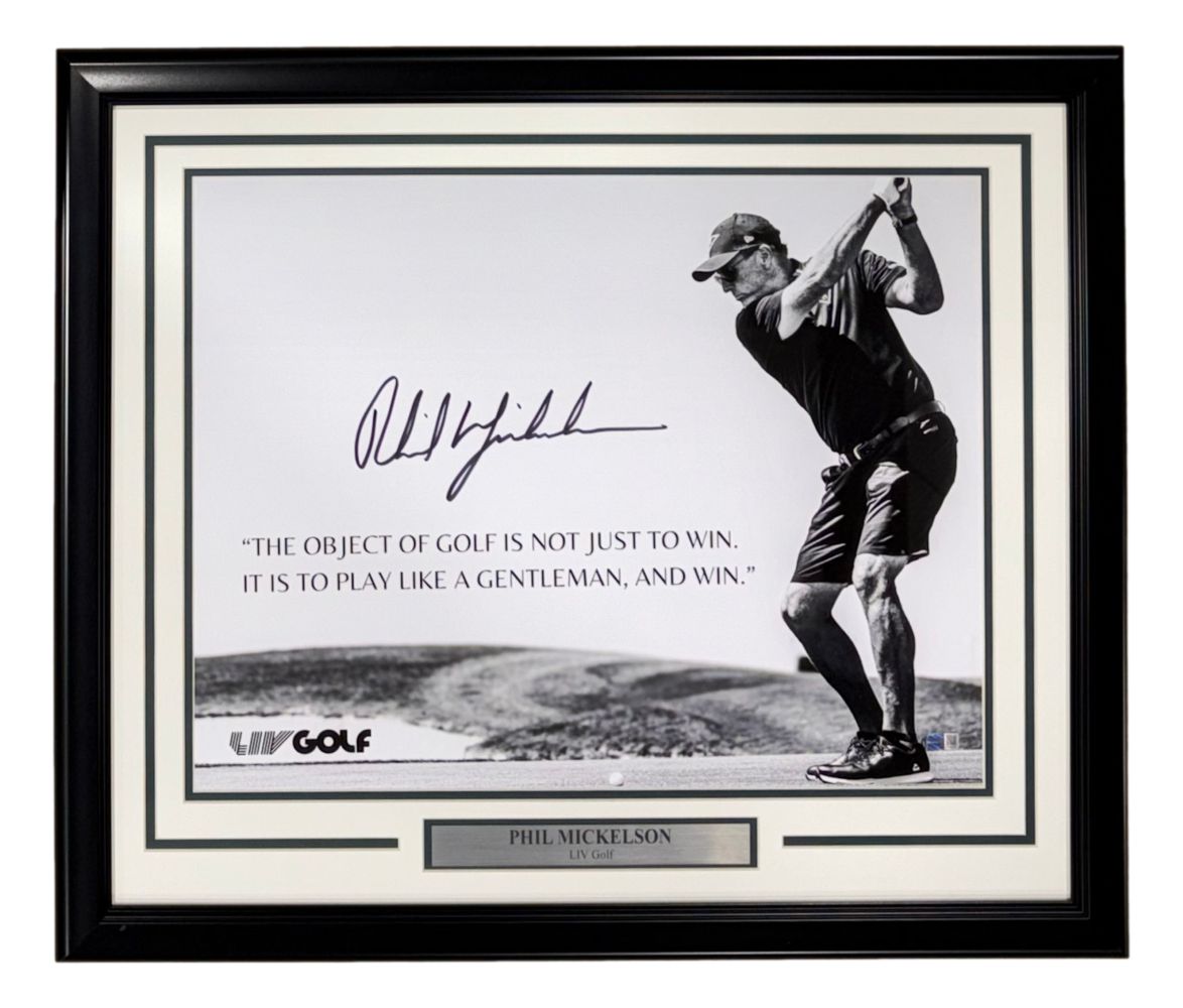 Phil Mickelson Signed Framed 16x20 LIV Golf Photo Steiner CX