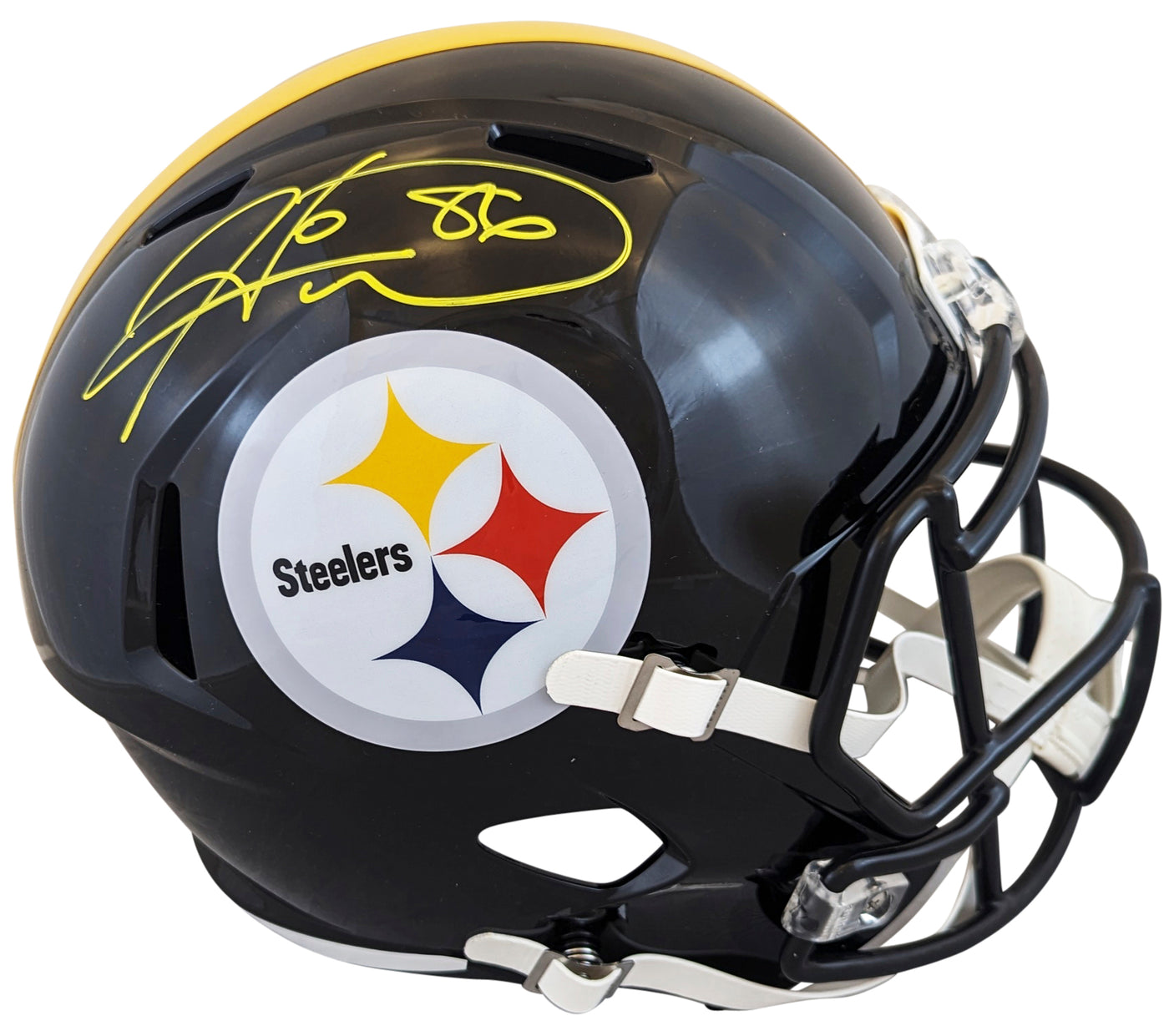 Steelers Hines Ward Signed F/S Speed Rep Helmet W/ Case w/ Yellow Sig BAS Wit