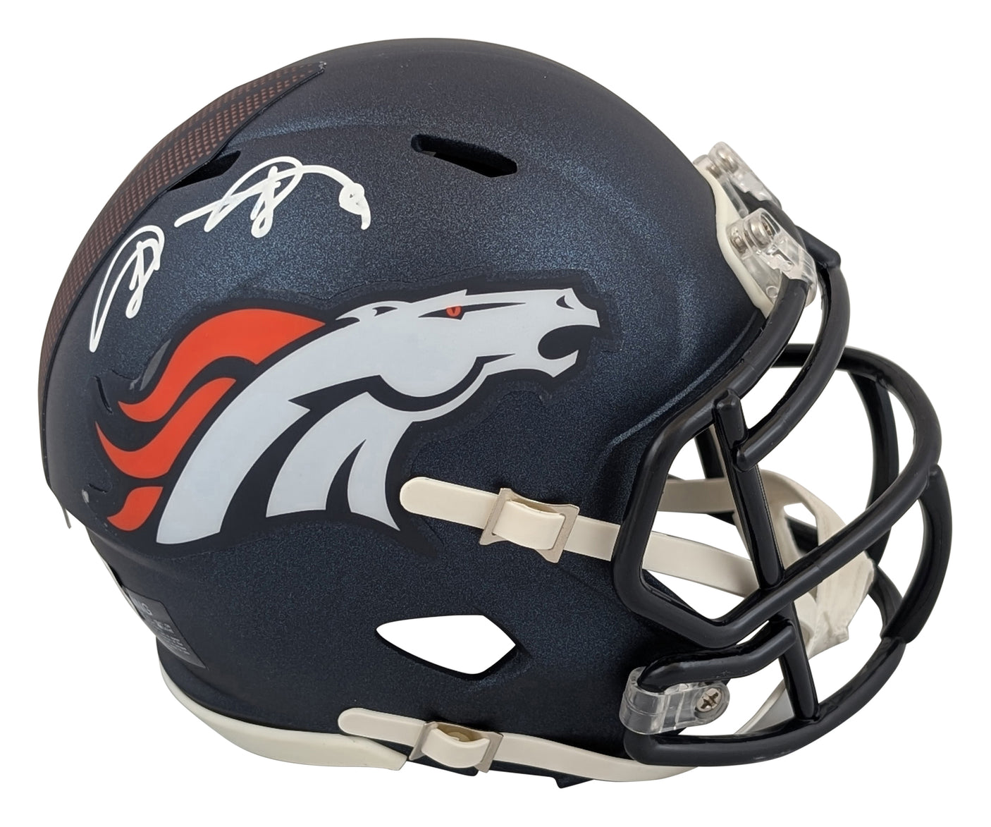 Broncos Shannon Sharpe Signed 2024 Speed Mini Helmet W/ Case BAS Witnessed