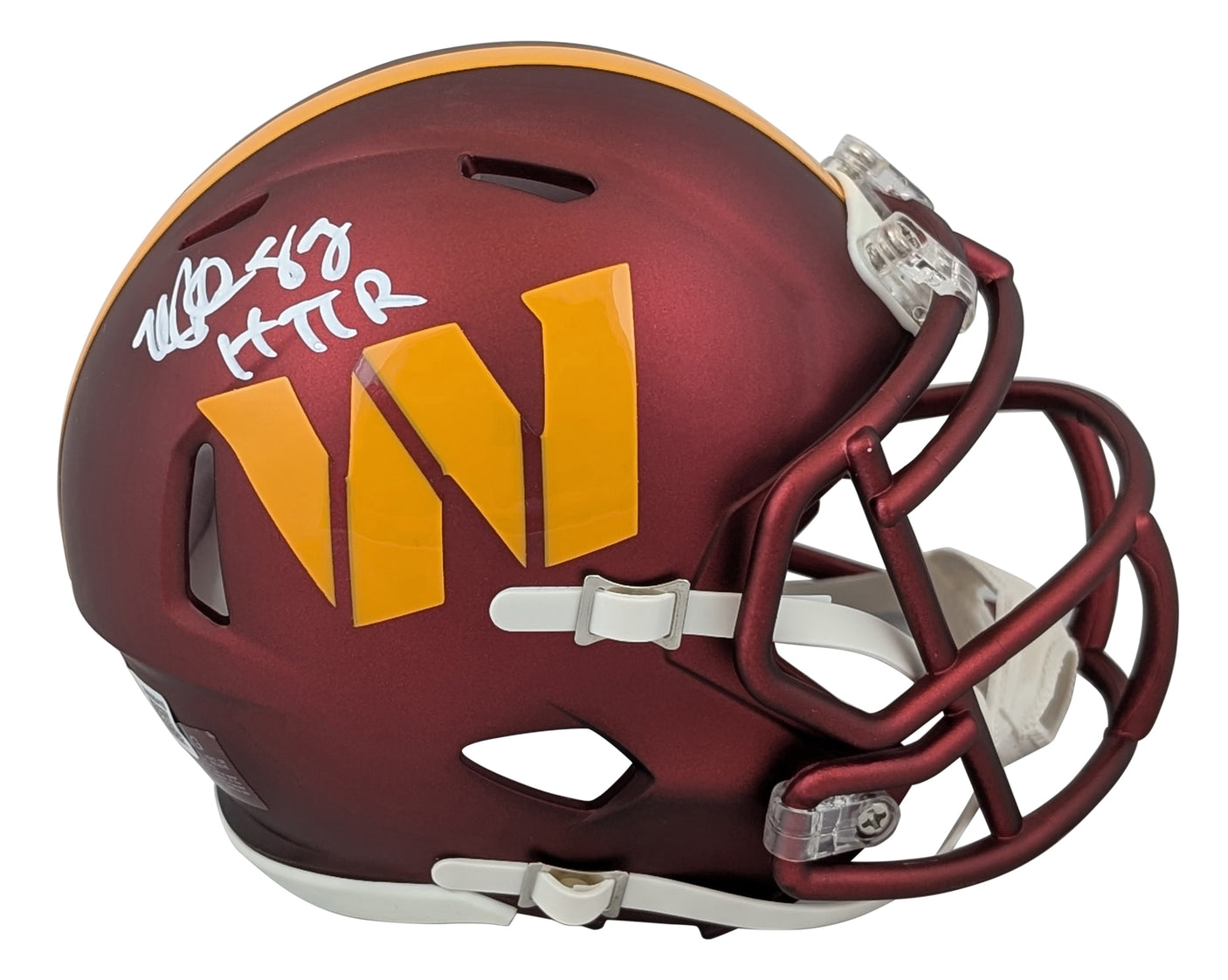 Commanders Michael Westbrook "HTTR" Signed Speed Mini Helmet BAS Witnessed