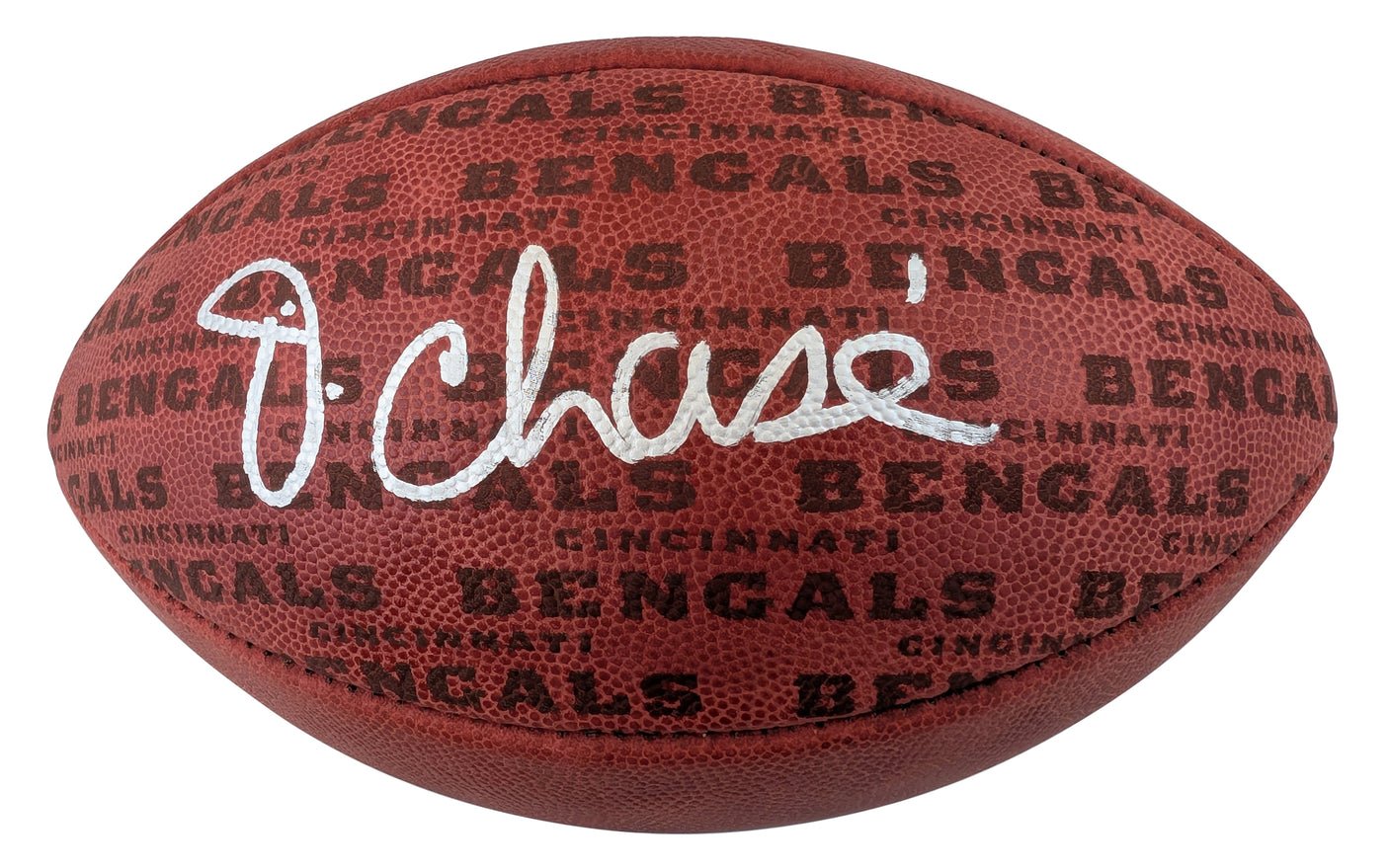 Bengals Ja'Marr Chase Signed Wilson "Duke" Team Showcase Football W/ Case BAS W