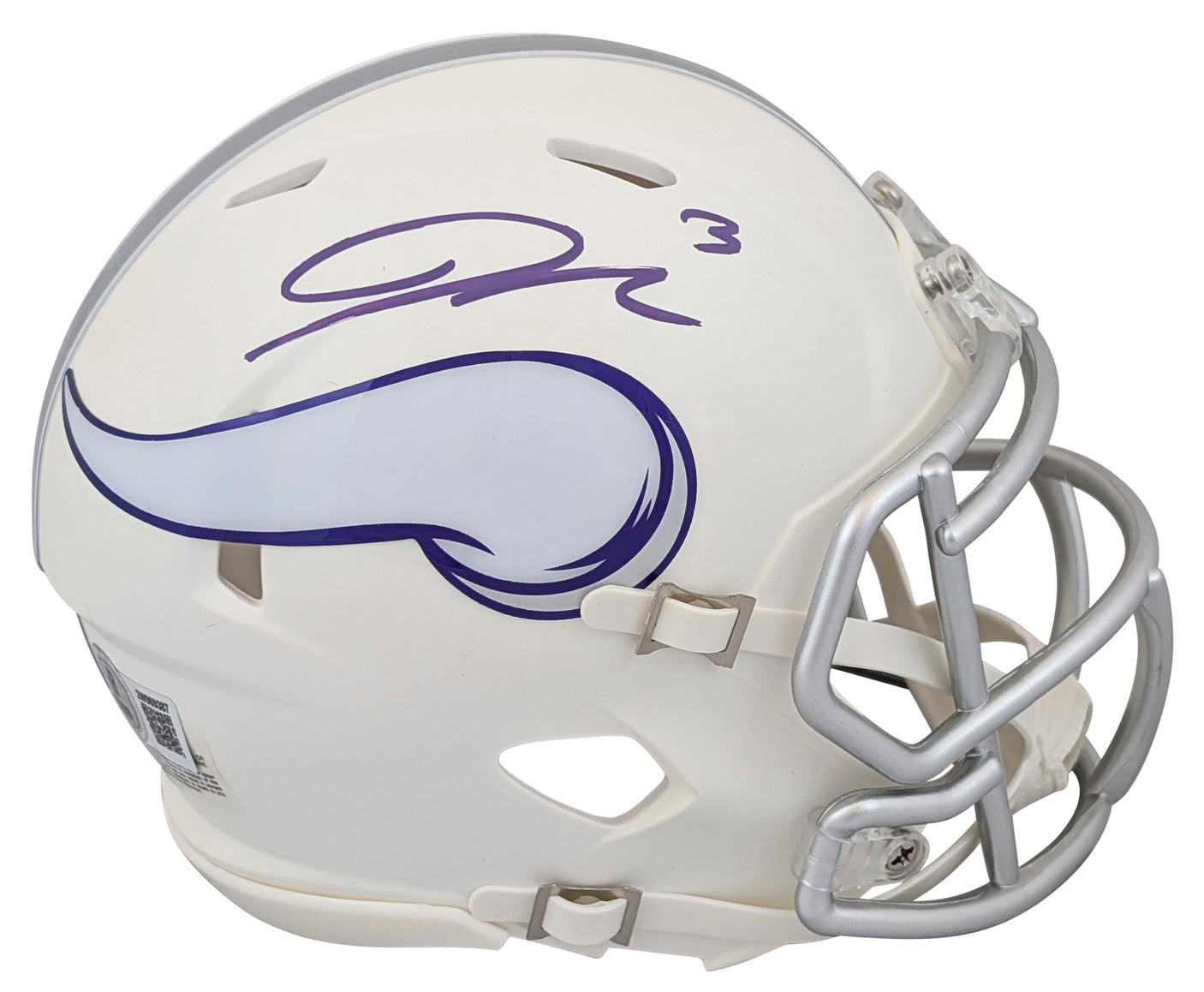 Vikings Jordan Addison Signed On-Field Alt 2024 Speed Mini Helmet BAS Witnessed